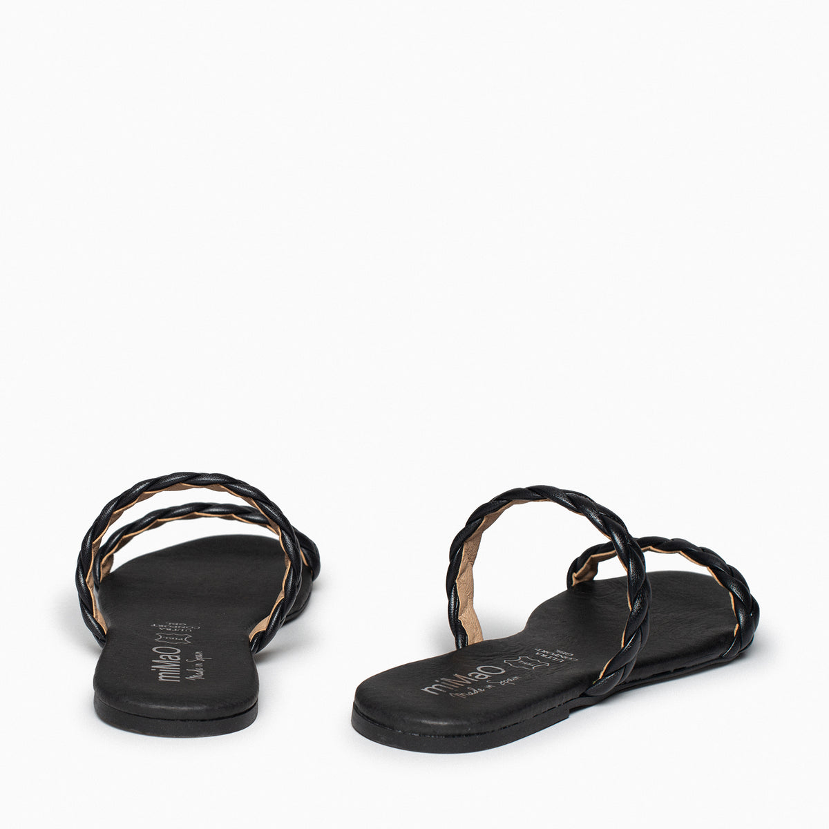 DAILY - Sandalia plana con dos tiras trenzadas NEGRO