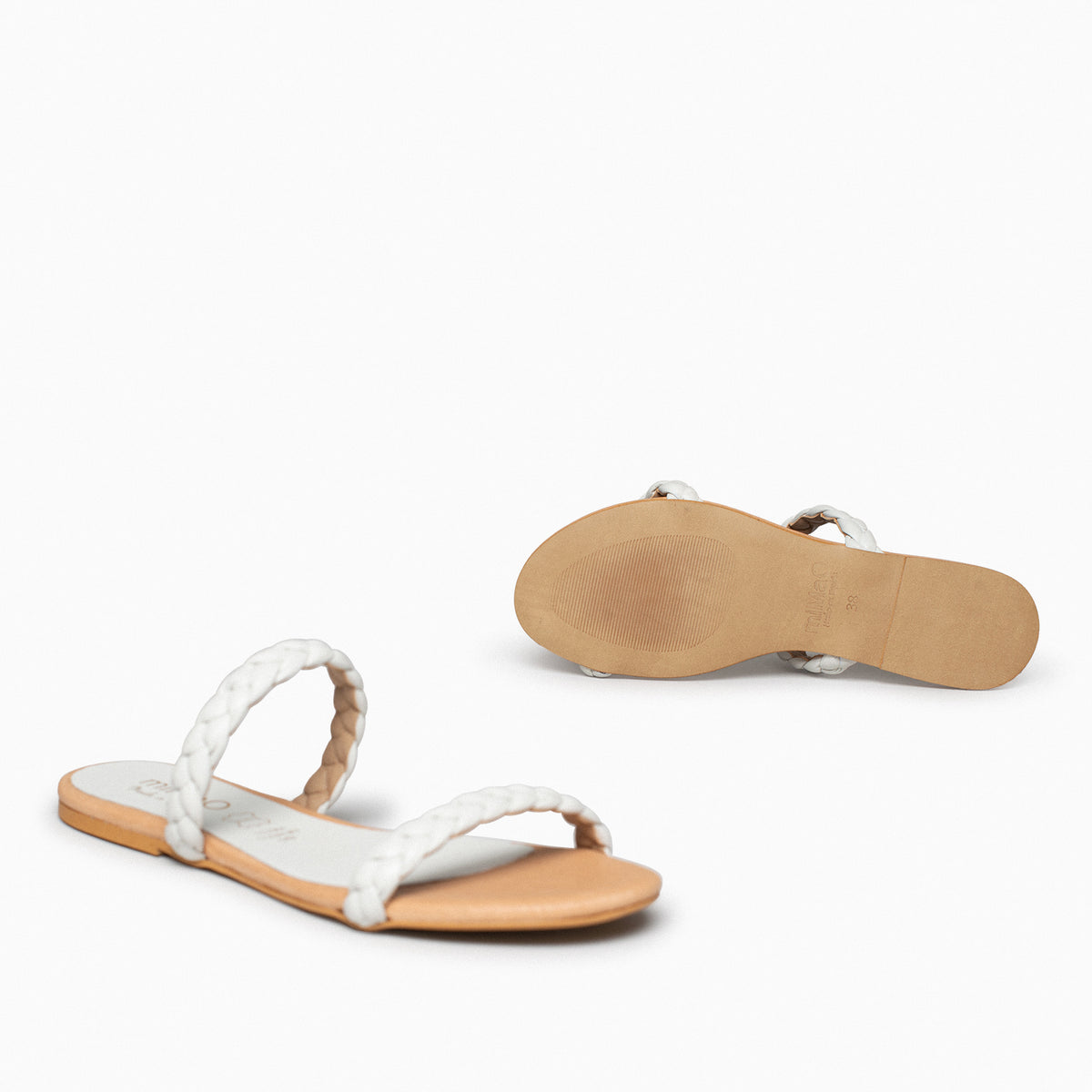 DAILY - Sandalia plana con dos tiras trenzadas BLANCO