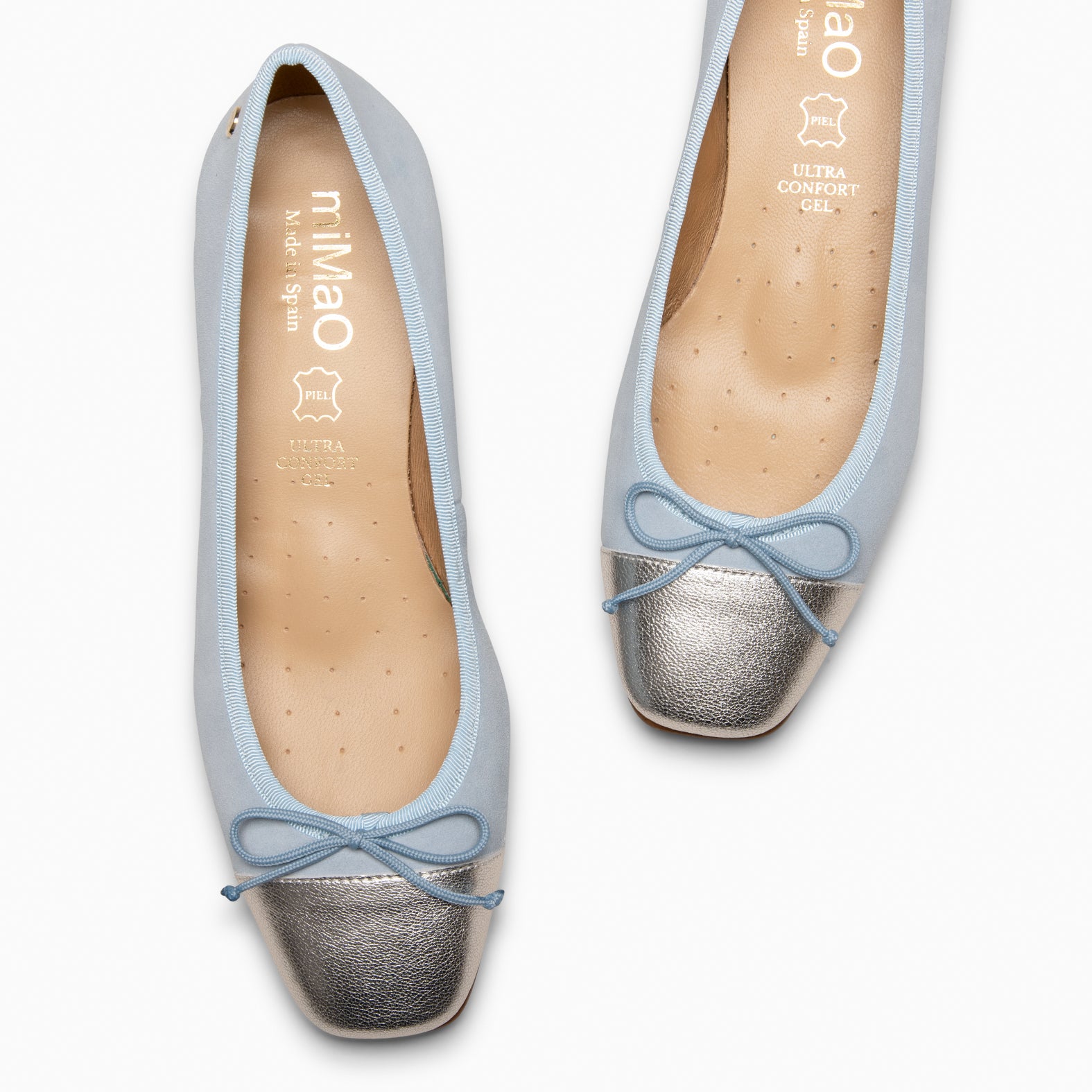 GLAMOUR – Bailarinas con tacón y puntera de napa AZUL - miMaO ®
