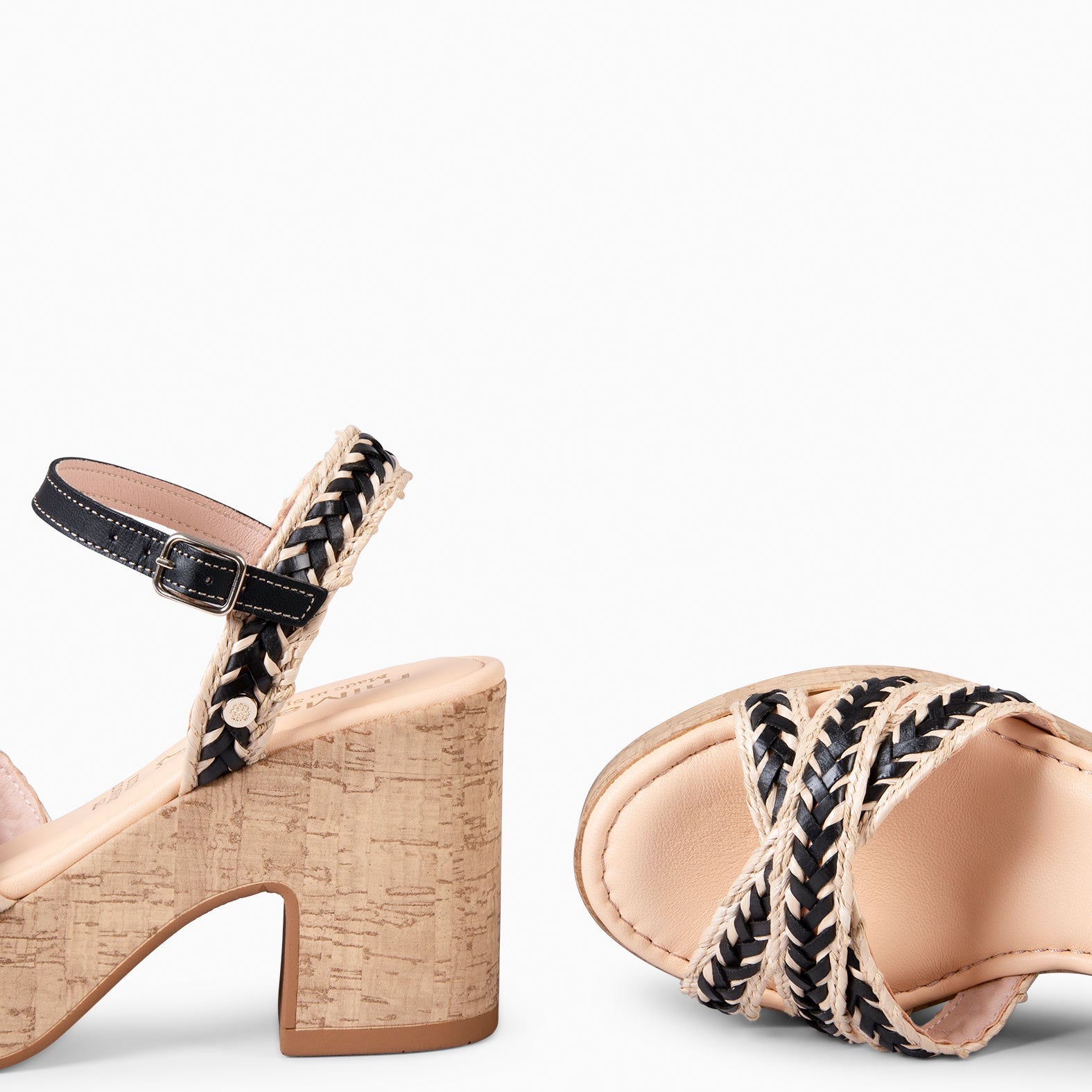 FLORA - BLACK CASUAL SANDALS WITH HIGH HEELS