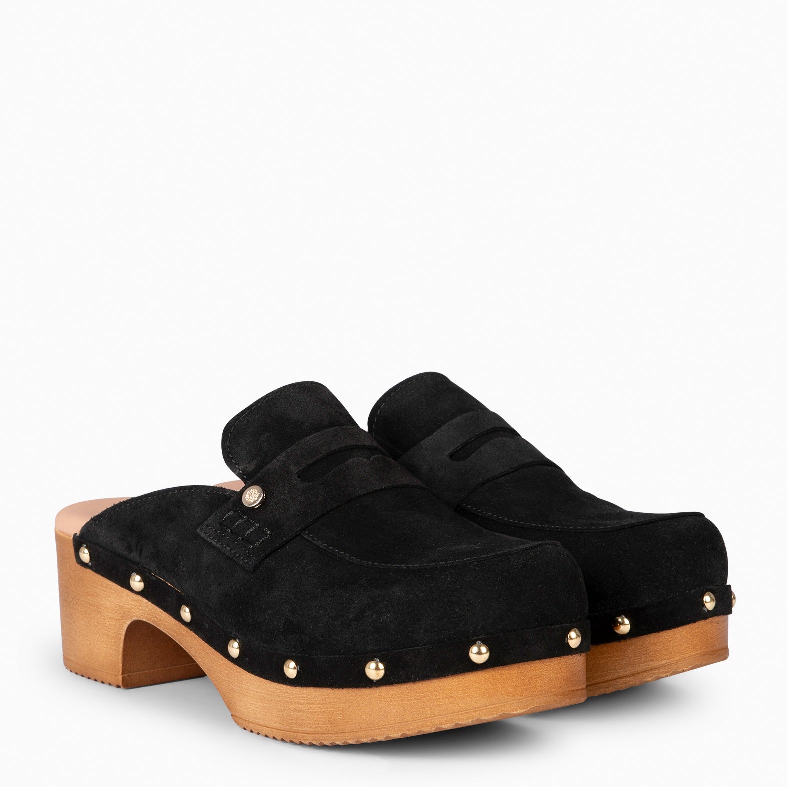 GASSIN - Zuecos con tacón Bajo y Plataforma NEGRO - miMaO ®