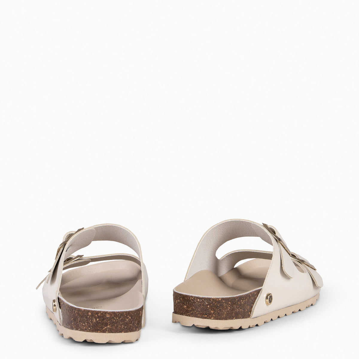 BALI - Sandalia plana con doble hebilla BIO HUESO