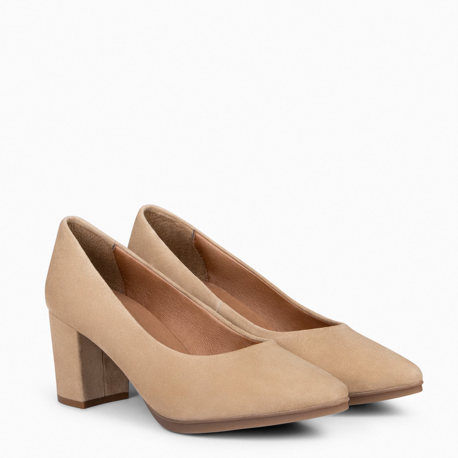 URBAN S - BEIGE suede mid-heeled shoes