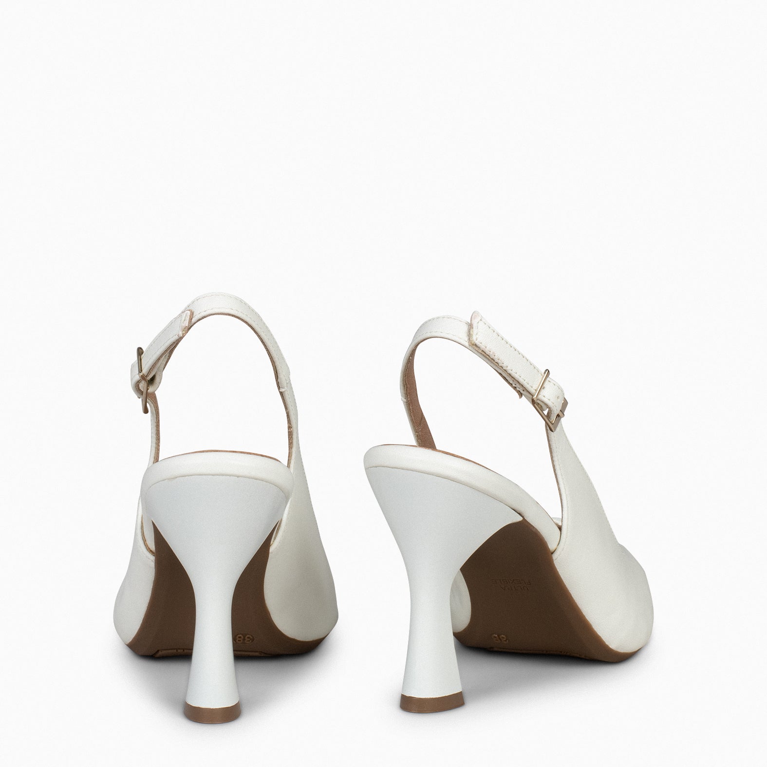 GLAM DESTALONADO – Zapatos de tacón destalonados de napa OFF WHITE - miMaO ®