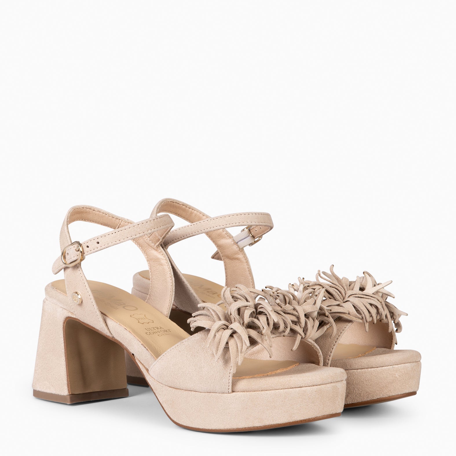 POMPÓN - Sandalias de tacón de vestir BEIGE