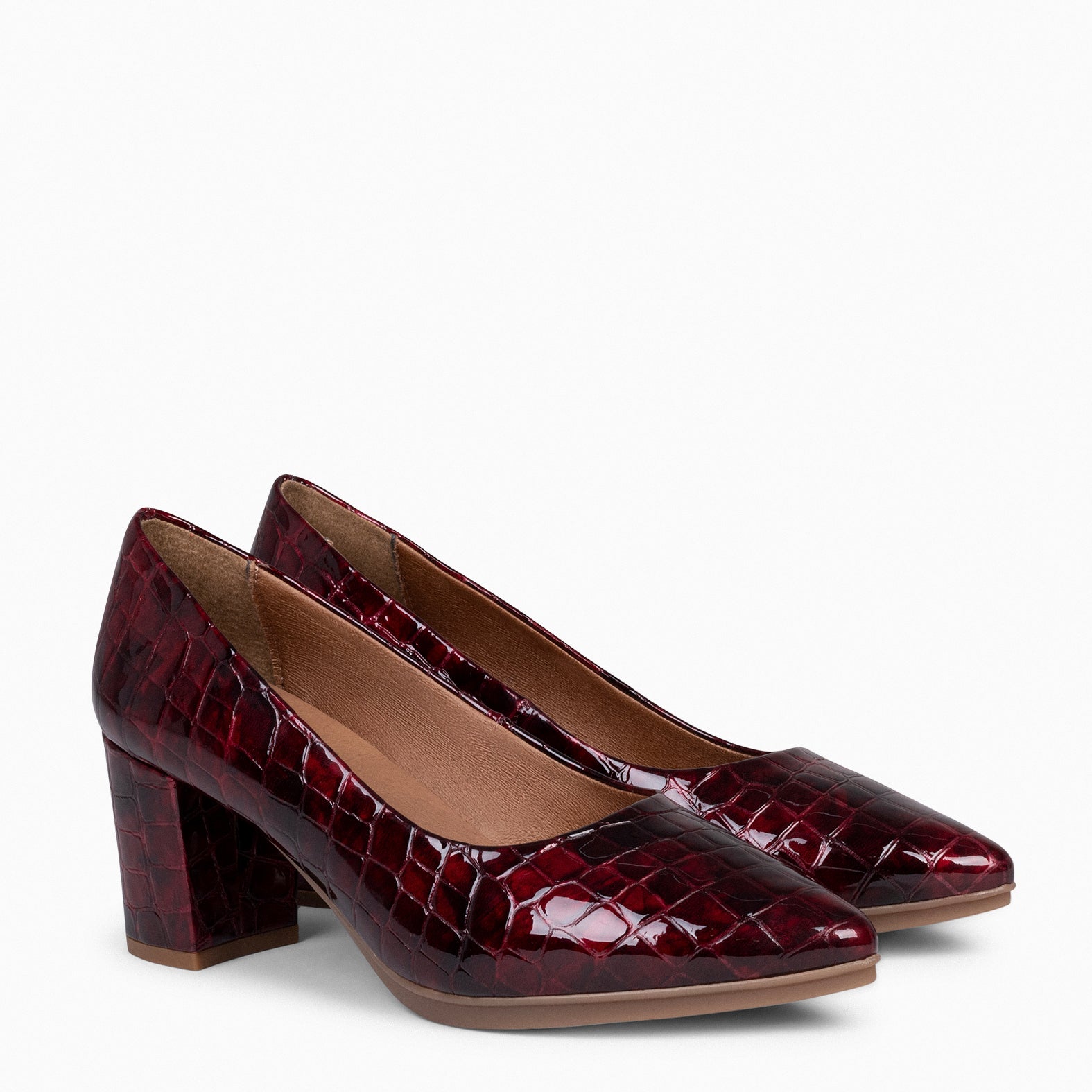 URBAN S COCO – Zapatos de tacón con textura de cocodrilo BURDEOS - miMaO ®