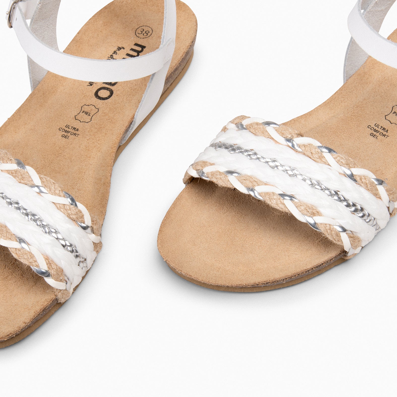 GARDENIA – Sandales à tresses multi matières BLANC