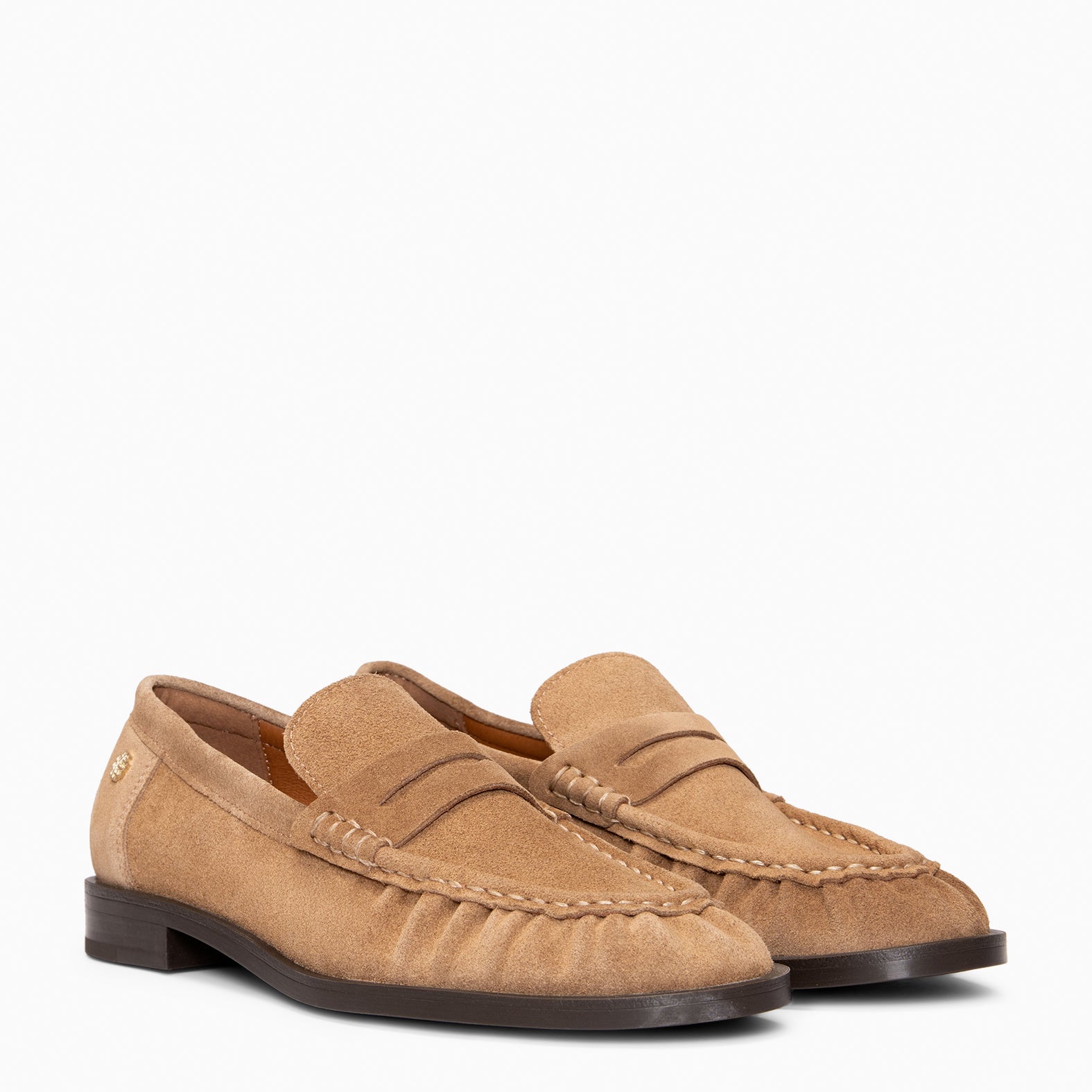 TOKIO - Mocasín en piel de serraje TAUPE