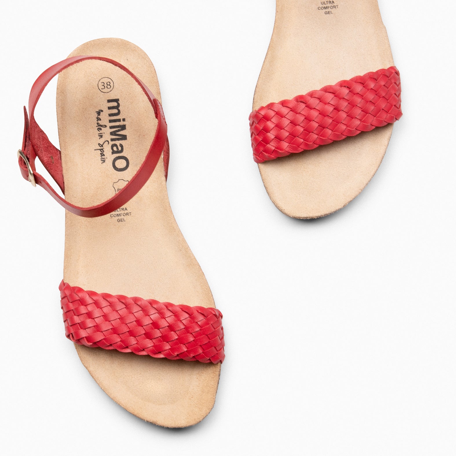 AIRE - Sandalias Planas BIO de tira Trenzada ROJO