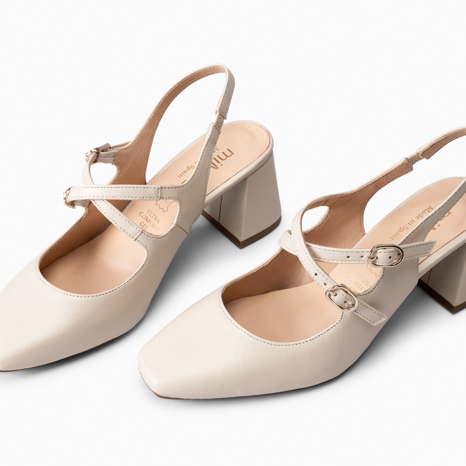 NAMIBIA - ZAPATOS DE MUJER DESTALONADOS DE TACÓN ANCHO HUESO - miMaO ®