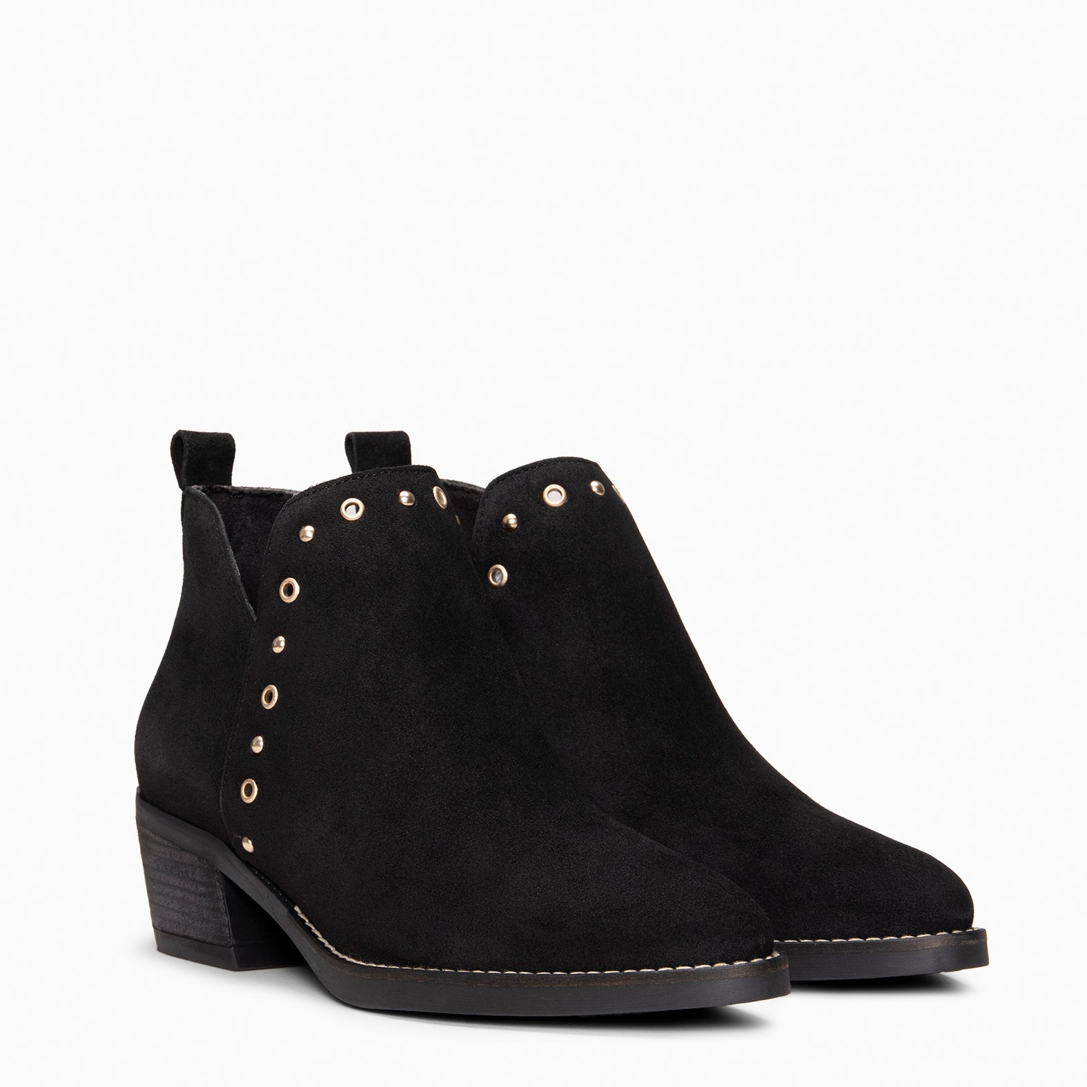 MILES - Bottines cowboy pour femme en daim NOIR