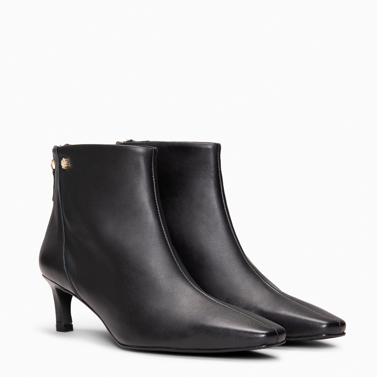 LUISA - Botines de tacón kitten con cremallera NAPA NEGRO