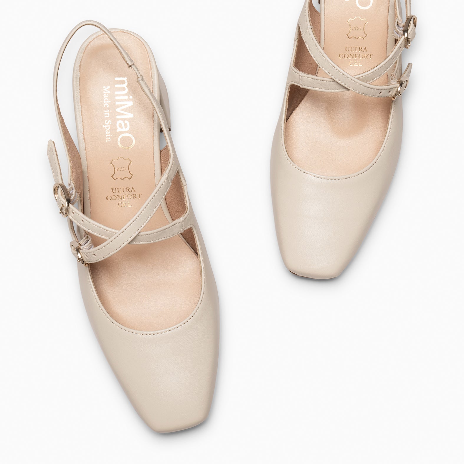 NAMIBIA - ZAPATOS DE MUJER DESTALONADOS DE TACÓN ANCHO HUESO - miMaO ®