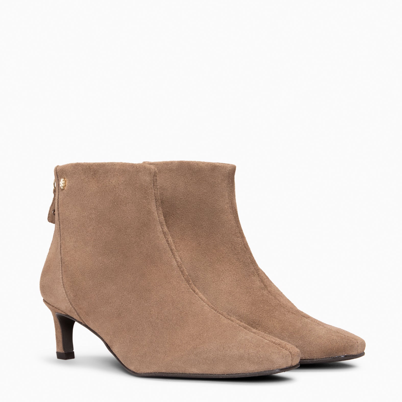 LUISA - TAUPE leather kitten heel ankle boots with zip