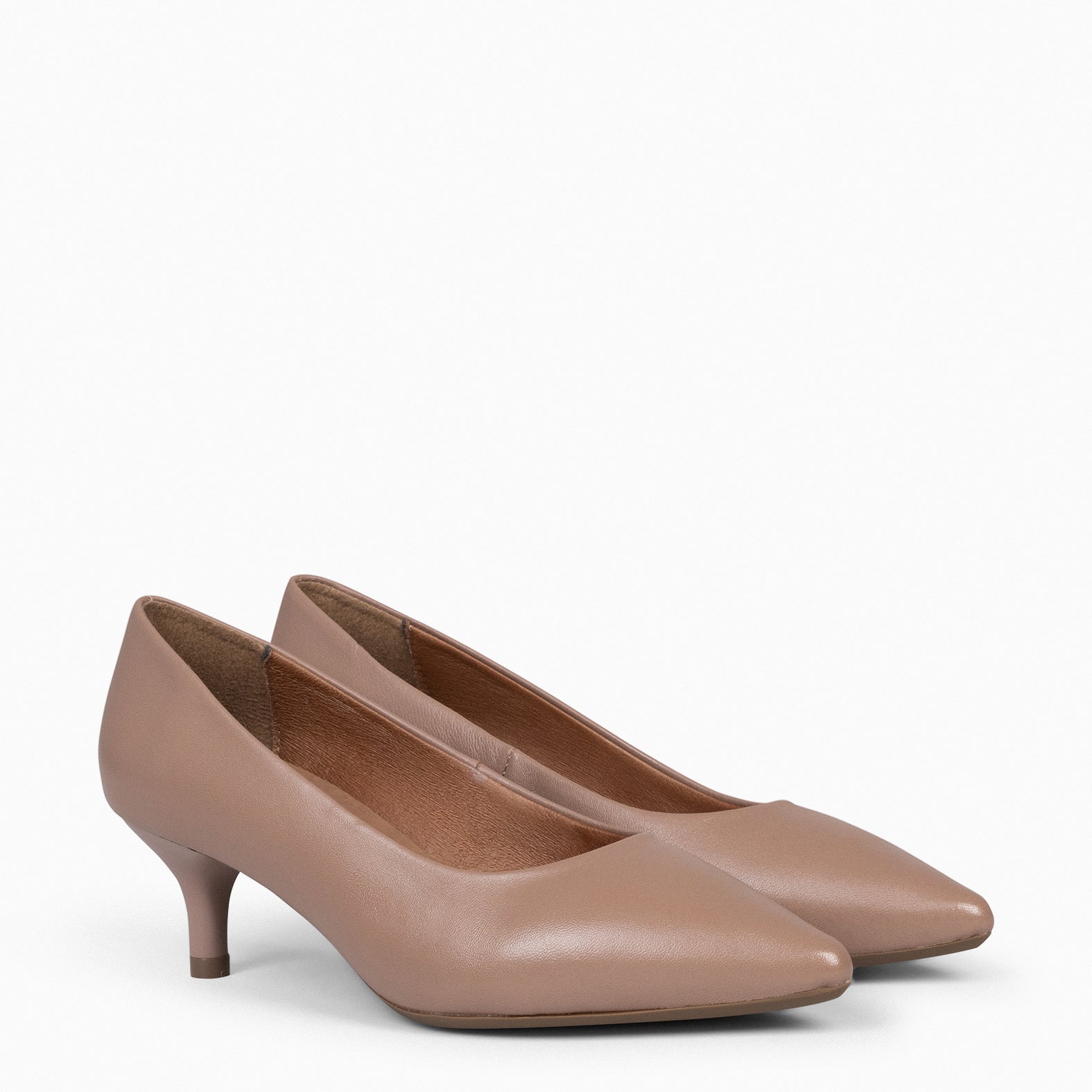 URBAN KITTEN – TAUPE nappa leather kitten heels 