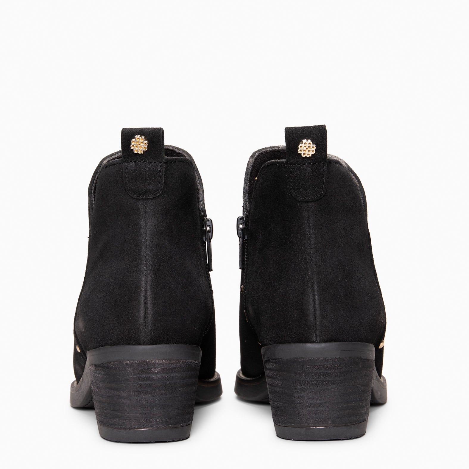 MILES - Bottines cowboy pour femme en daim NOIR
