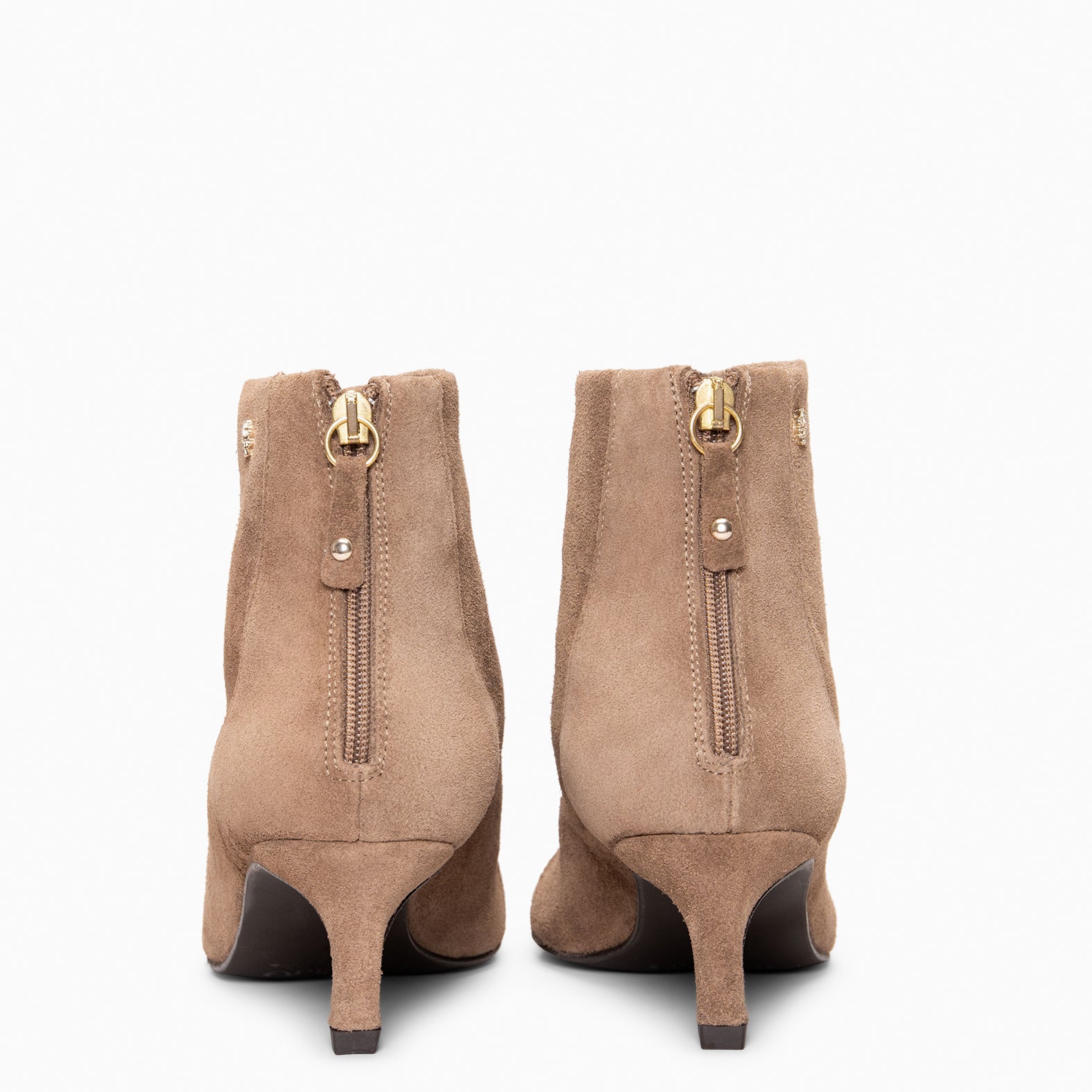 LUISA - TAUPE leather kitten heel ankle boots with zip