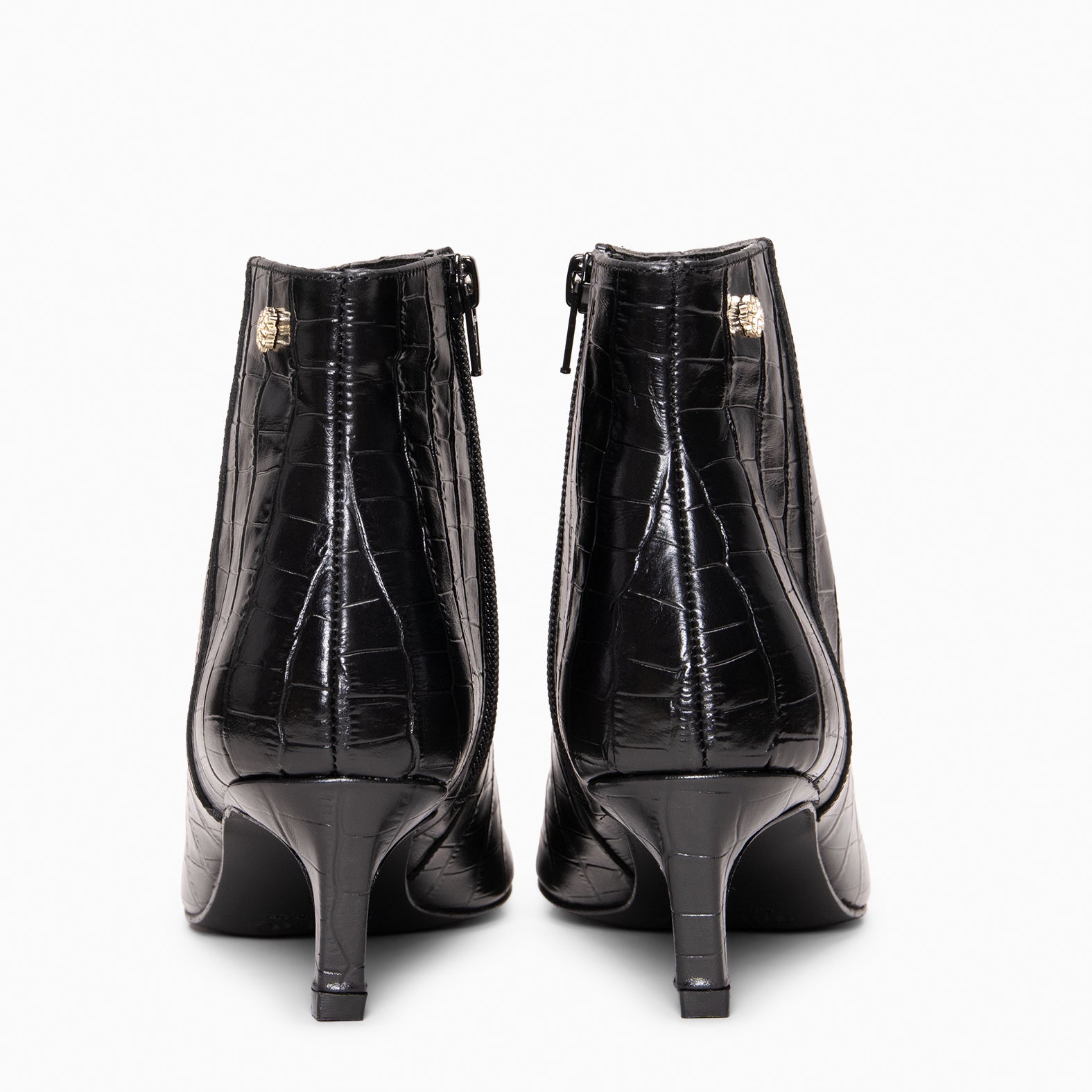 DUNDY - Botines de tacón fino en piel NEGRO