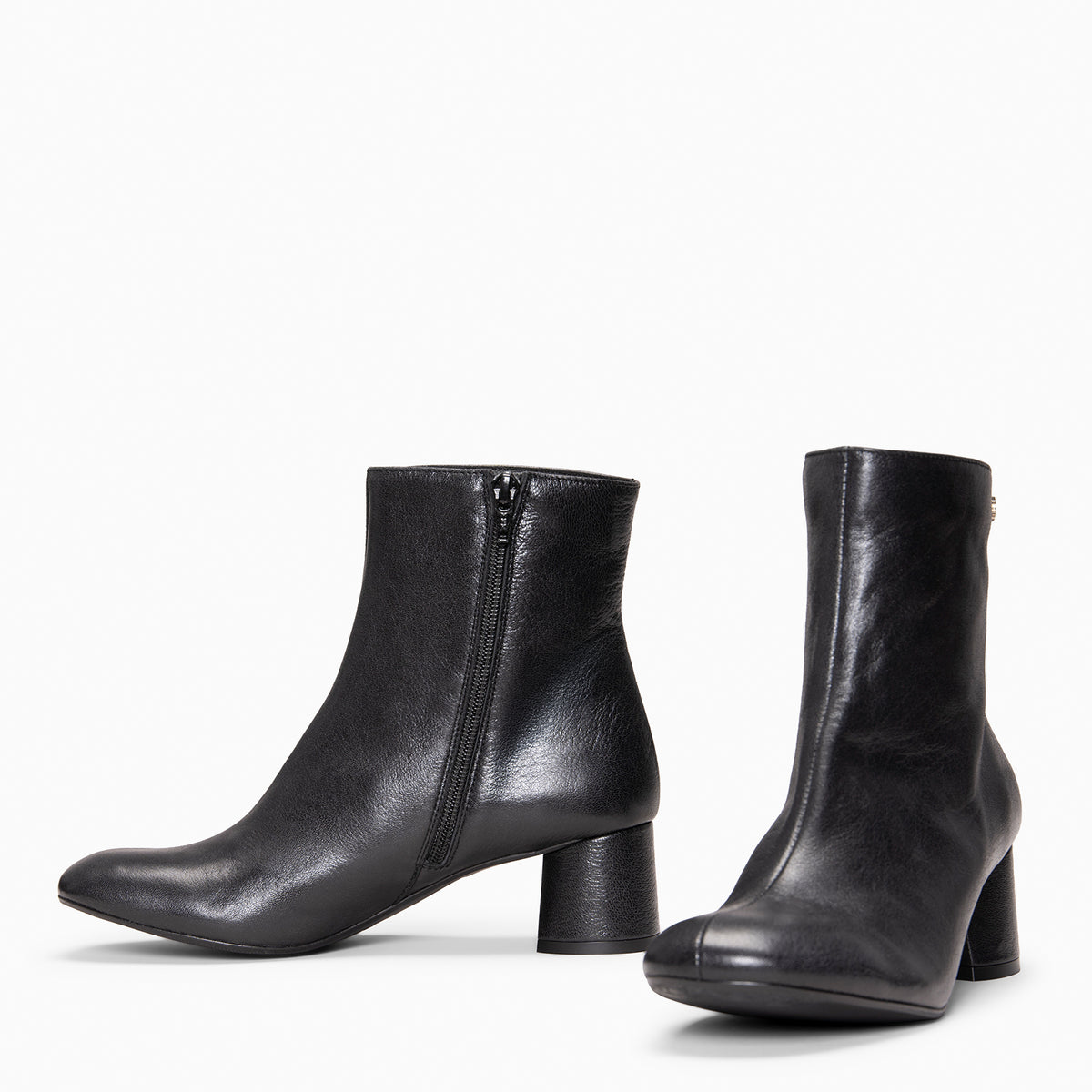 RUBI - Botines de tacón de piel NEGRO