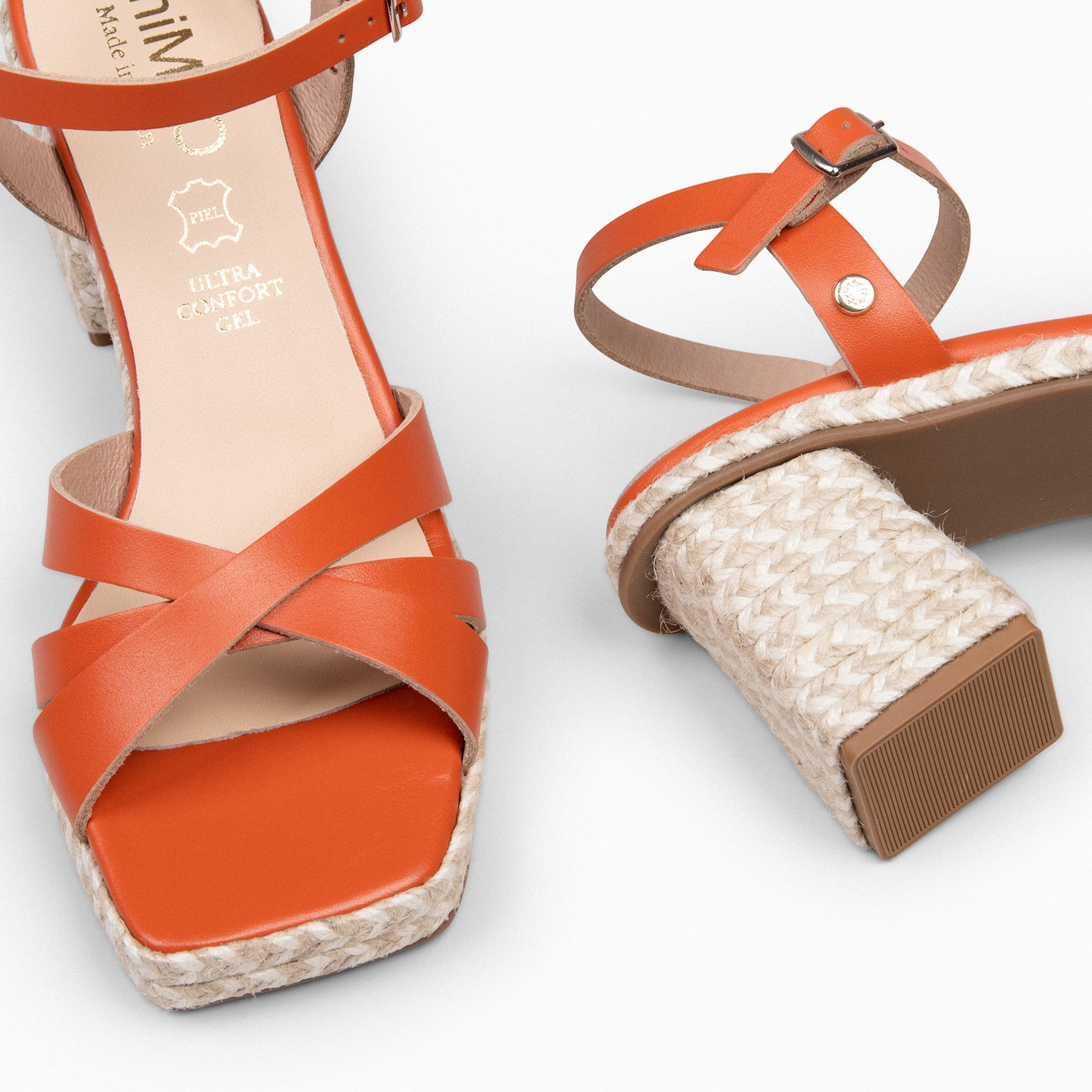 ANNA – Sandalias de tacón ancho NARANJA