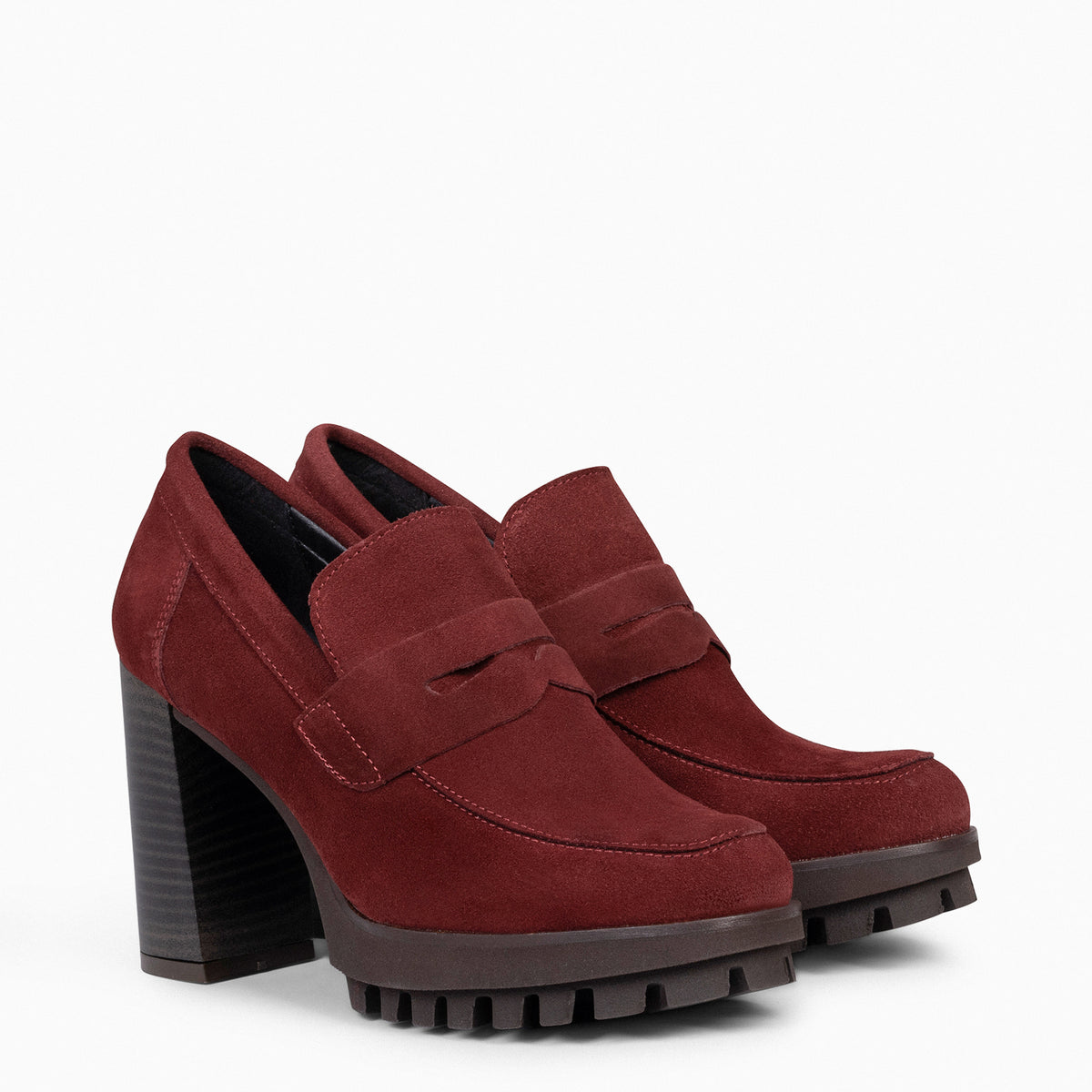 TREND – Mocasín con tacón y plataforma BURDEOS