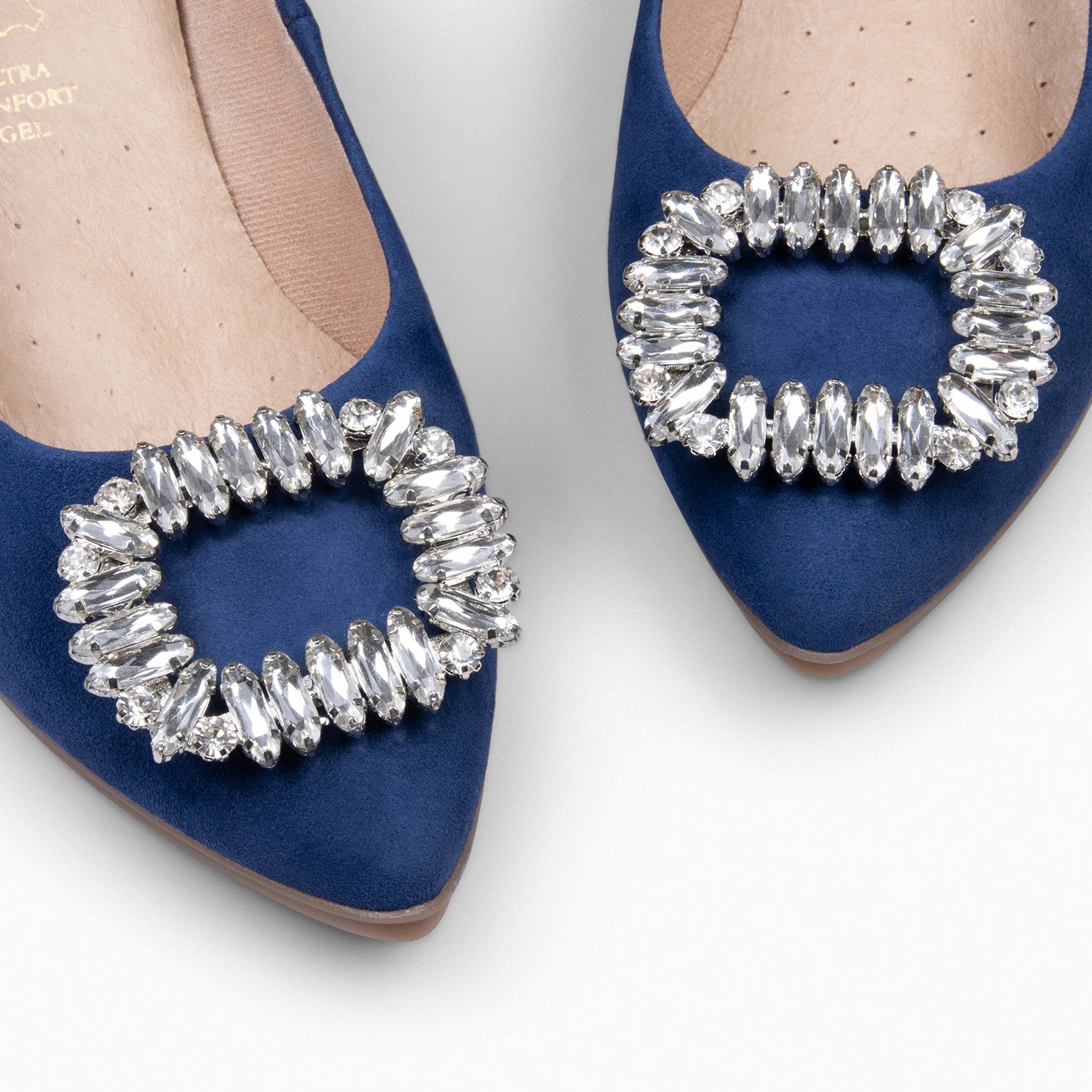 URBAN S CRYSTAL - NAVY mid heel with brooch