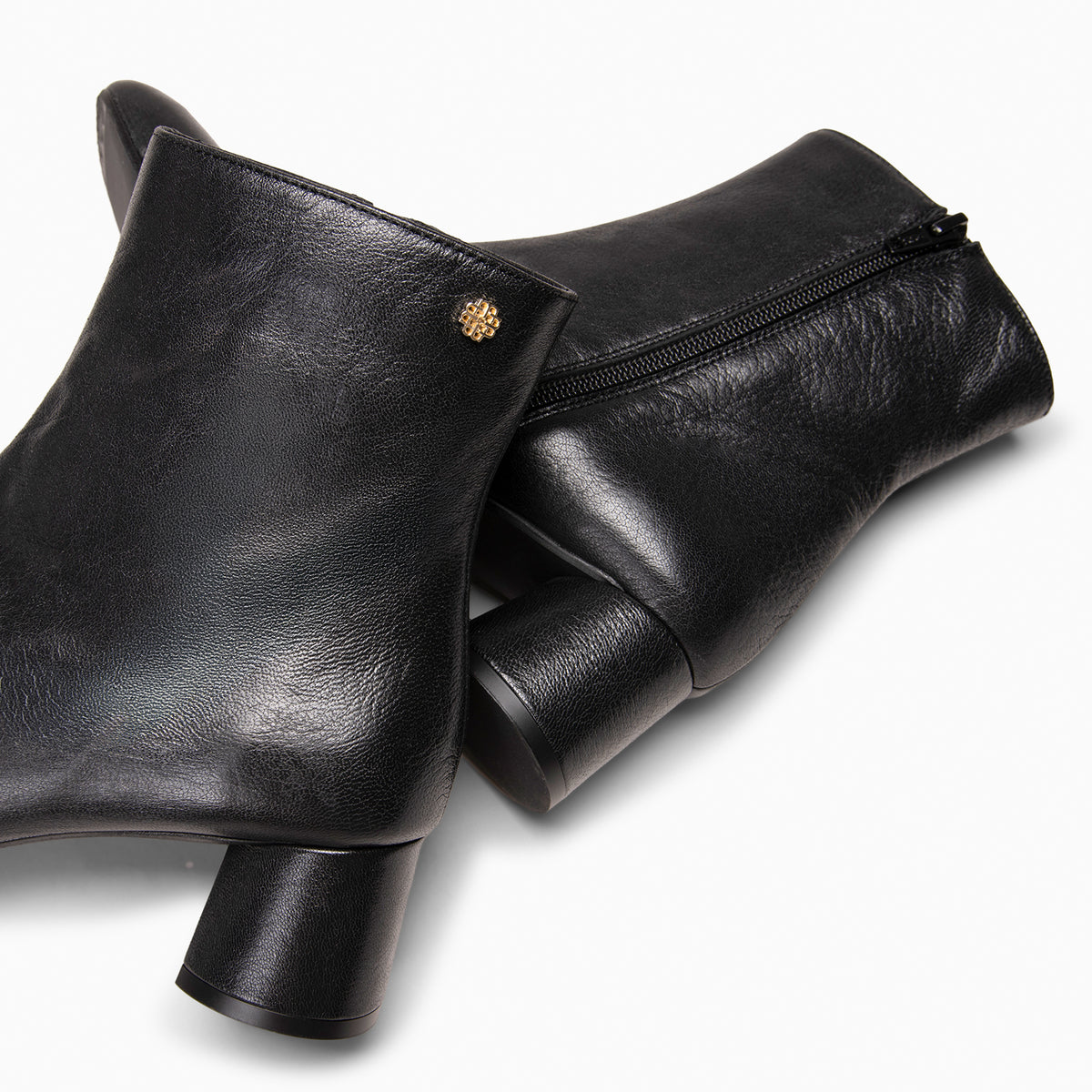 RUBI - Botines de tacón de piel NEGRO