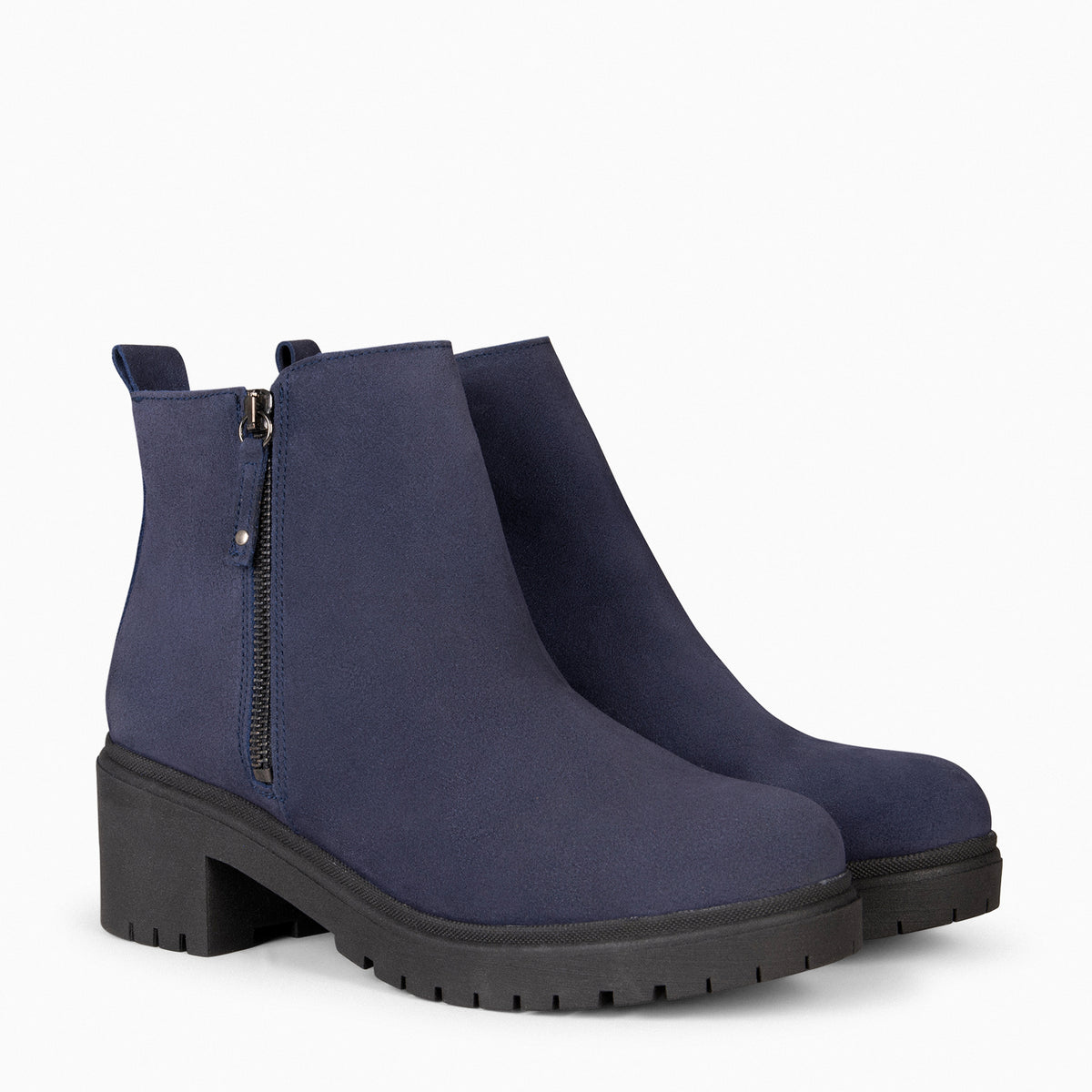 POP - MARINEBLAUW Waterafstotende leren enkellaarsjes