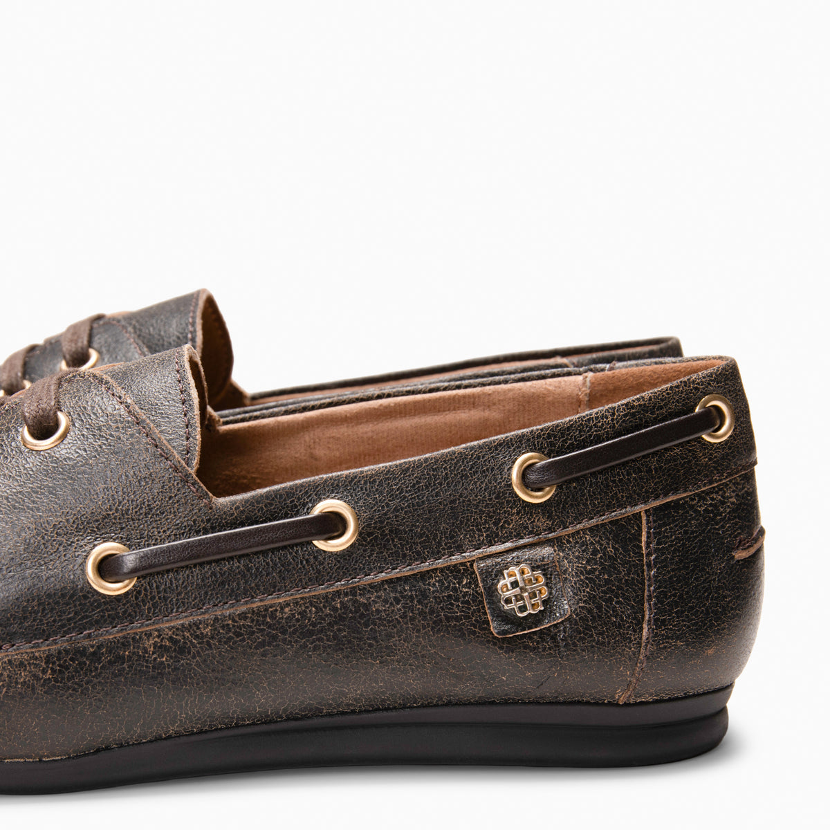 COLLINS - Náuticos de piel craquelada MARRON