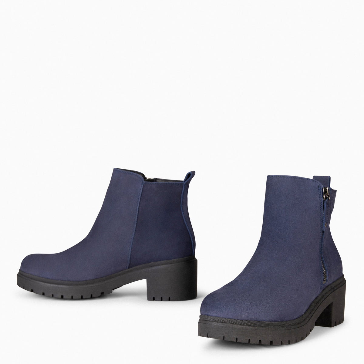 POP - MARINEBLAUW Waterafstotende leren enkellaarsjes
