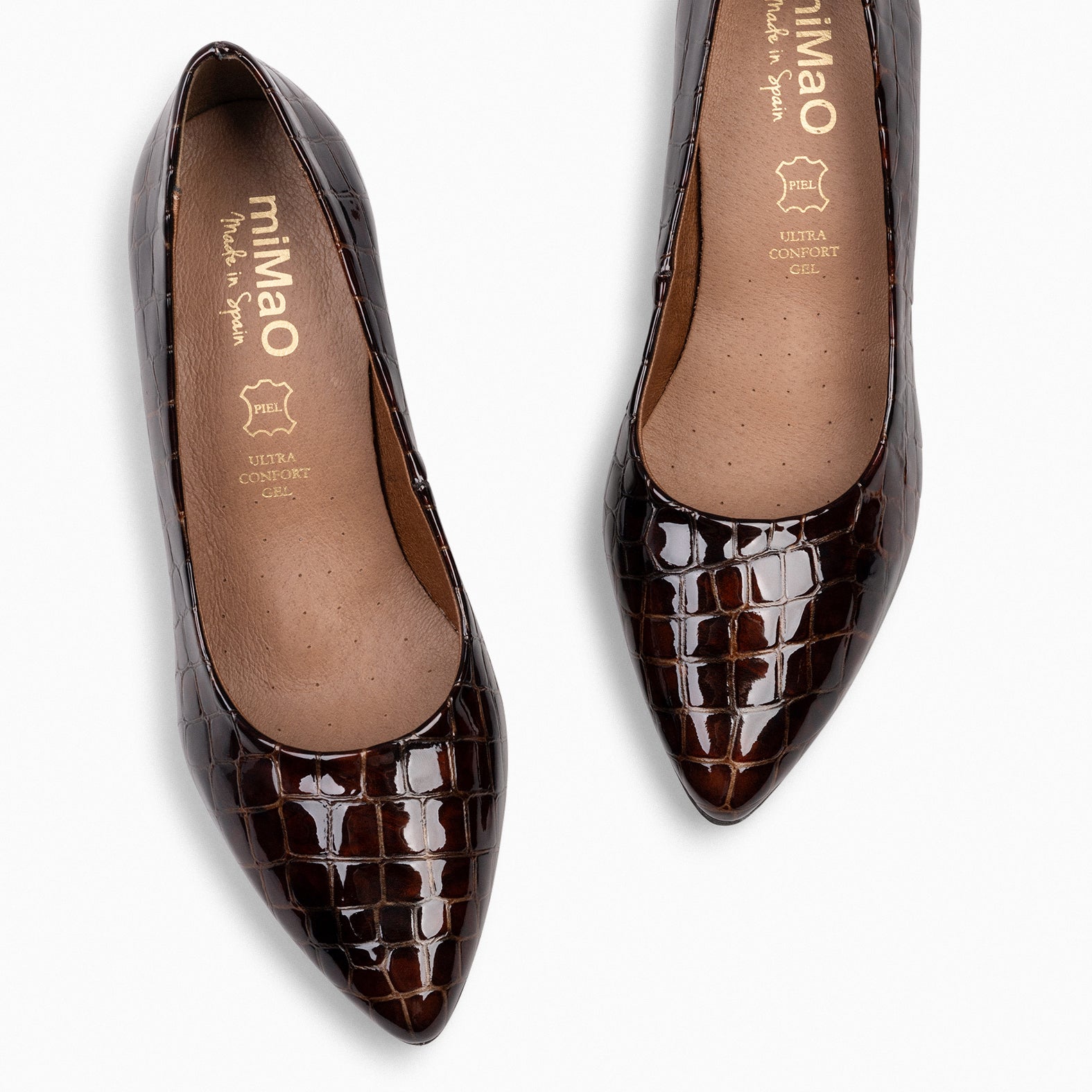 URBAN S COCO – Zapatos de tacón con textura de cocodrilo CAFÉ - miMaO ®