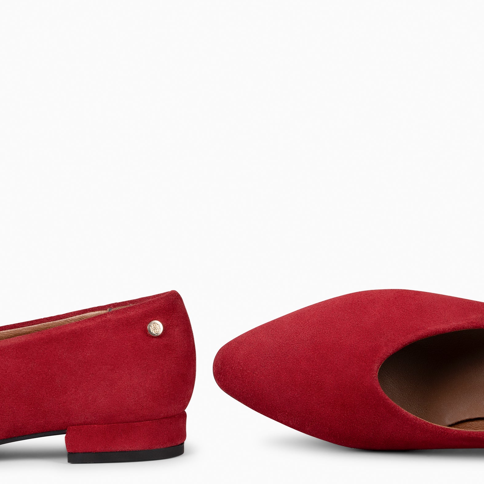 URBAN LACY - Bailarina con tacón bajo en piel de serraje ROJO - miMaO ®