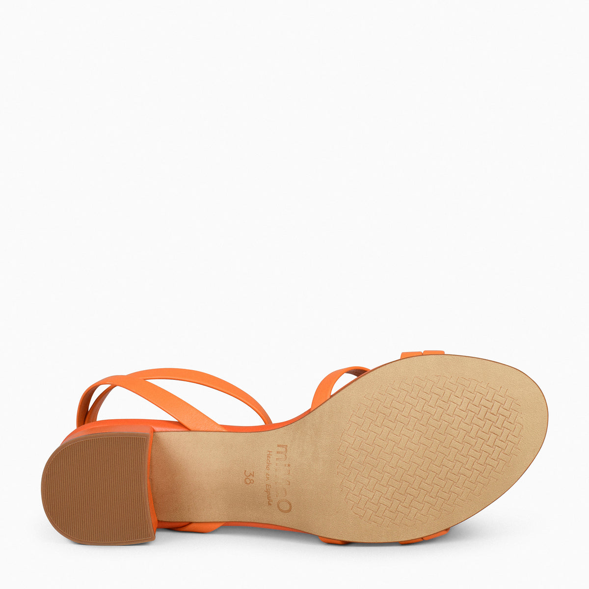 VIENA – Sandalias de tiras finas y tacón bajo NARANJA