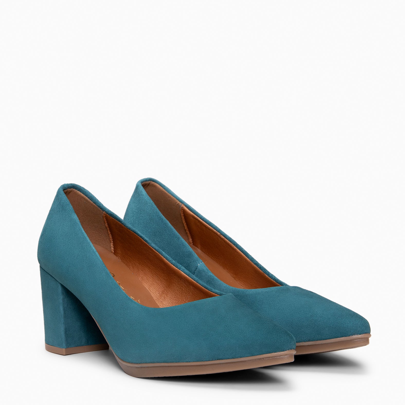 URBAN S - GREEN suede mid-heeled shoes