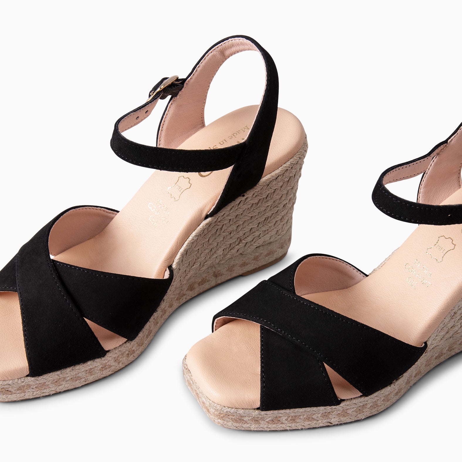 VERA - BLACK Women's wedge espadrilles