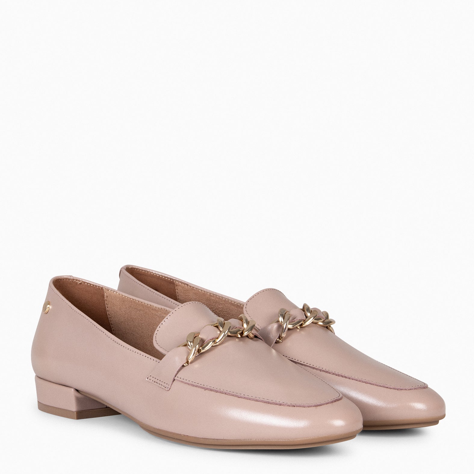 CHAIN – Mocasines planos con adorno metalizado NUDE - miMaO ®