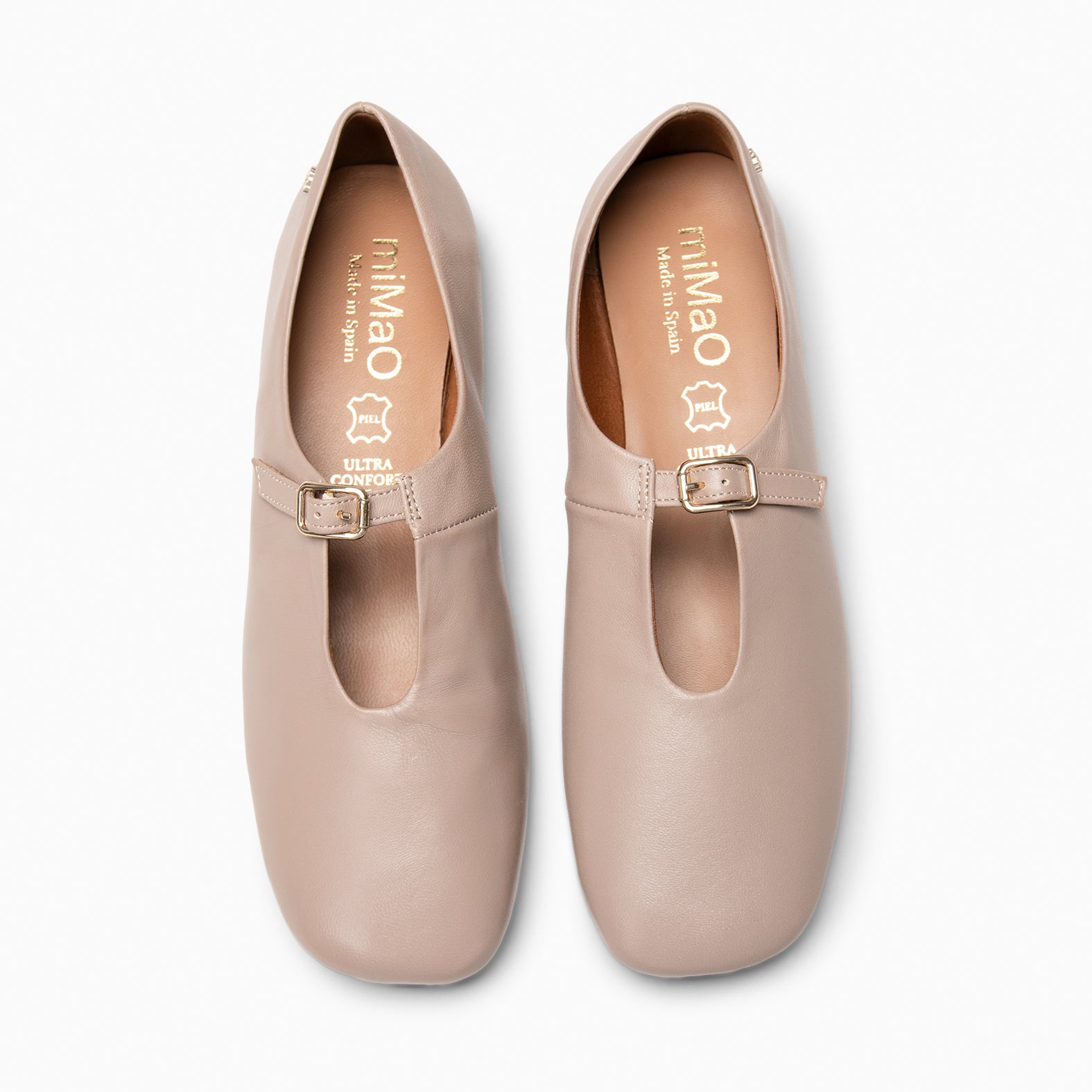 MANUELA - Chaussures babies plates en cuir souple TAUPE