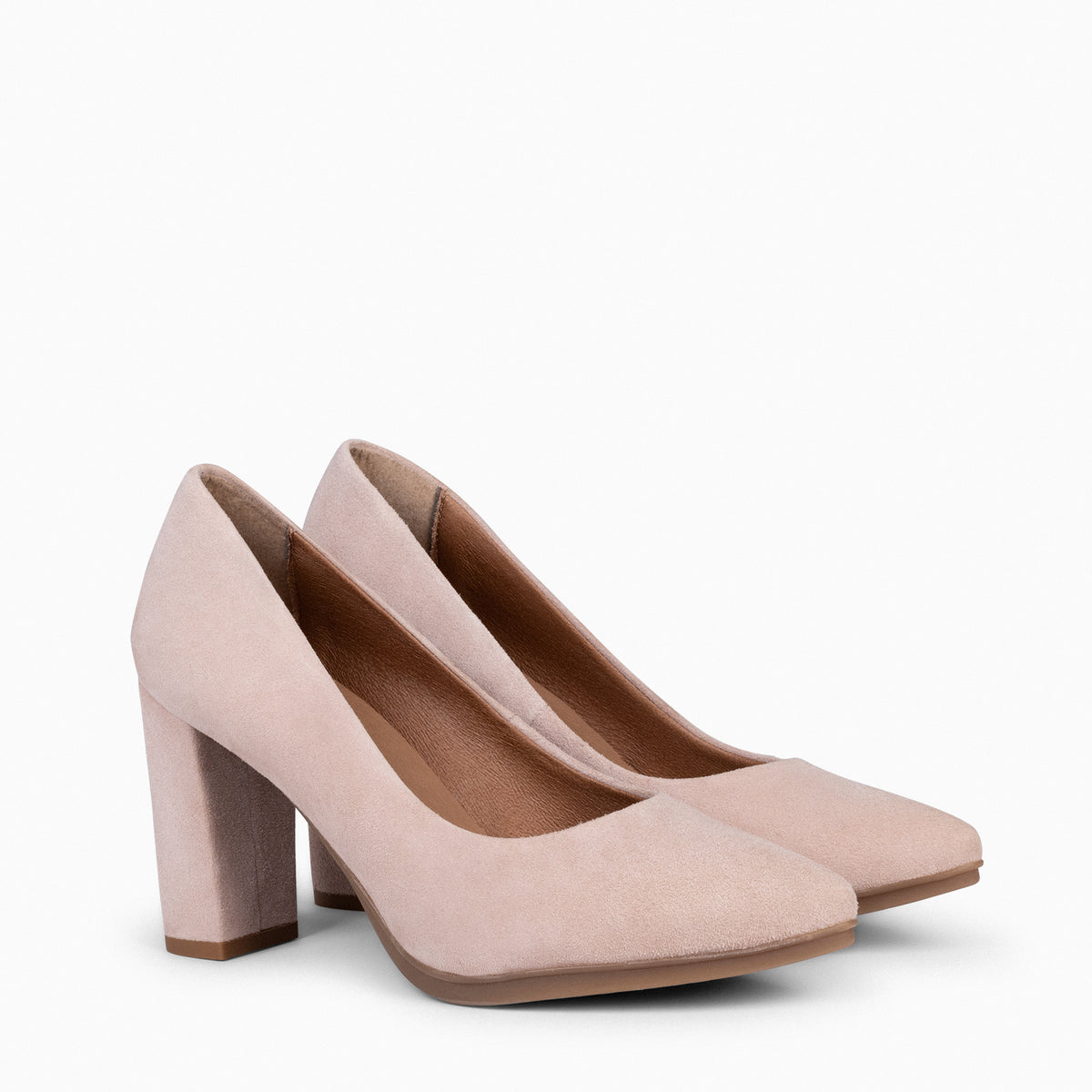 URBAN – Zapatos de tacón alto de ante NUDE