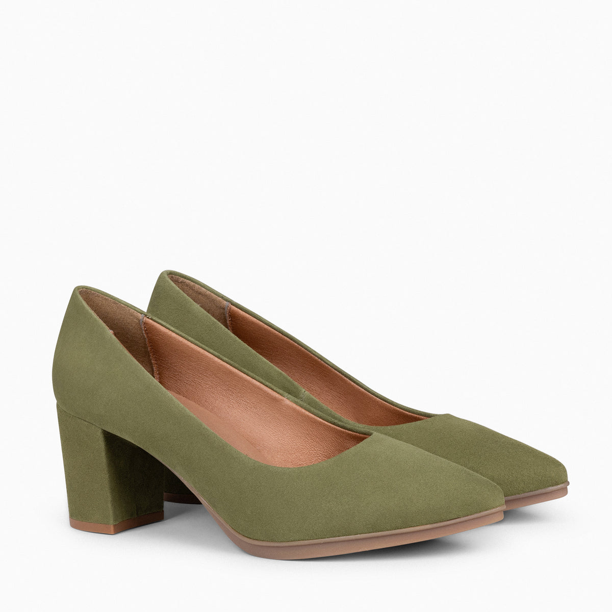 URBAN S – Zapatos de tacón medio de ante KAKI