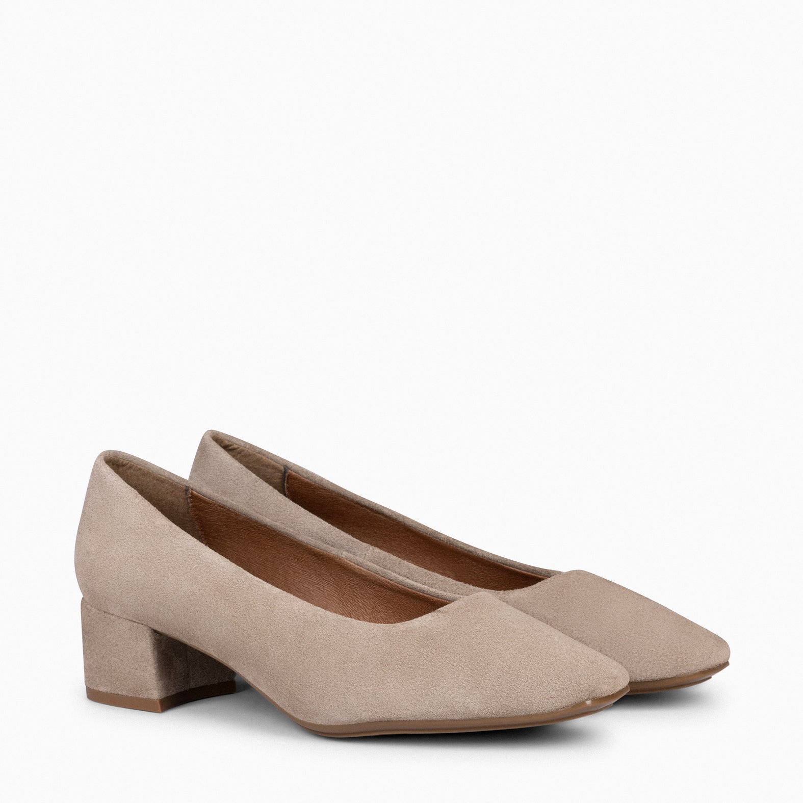URBAN LADY - Zapatos de tacón bajo de serraje TAUPE - miMaO ®