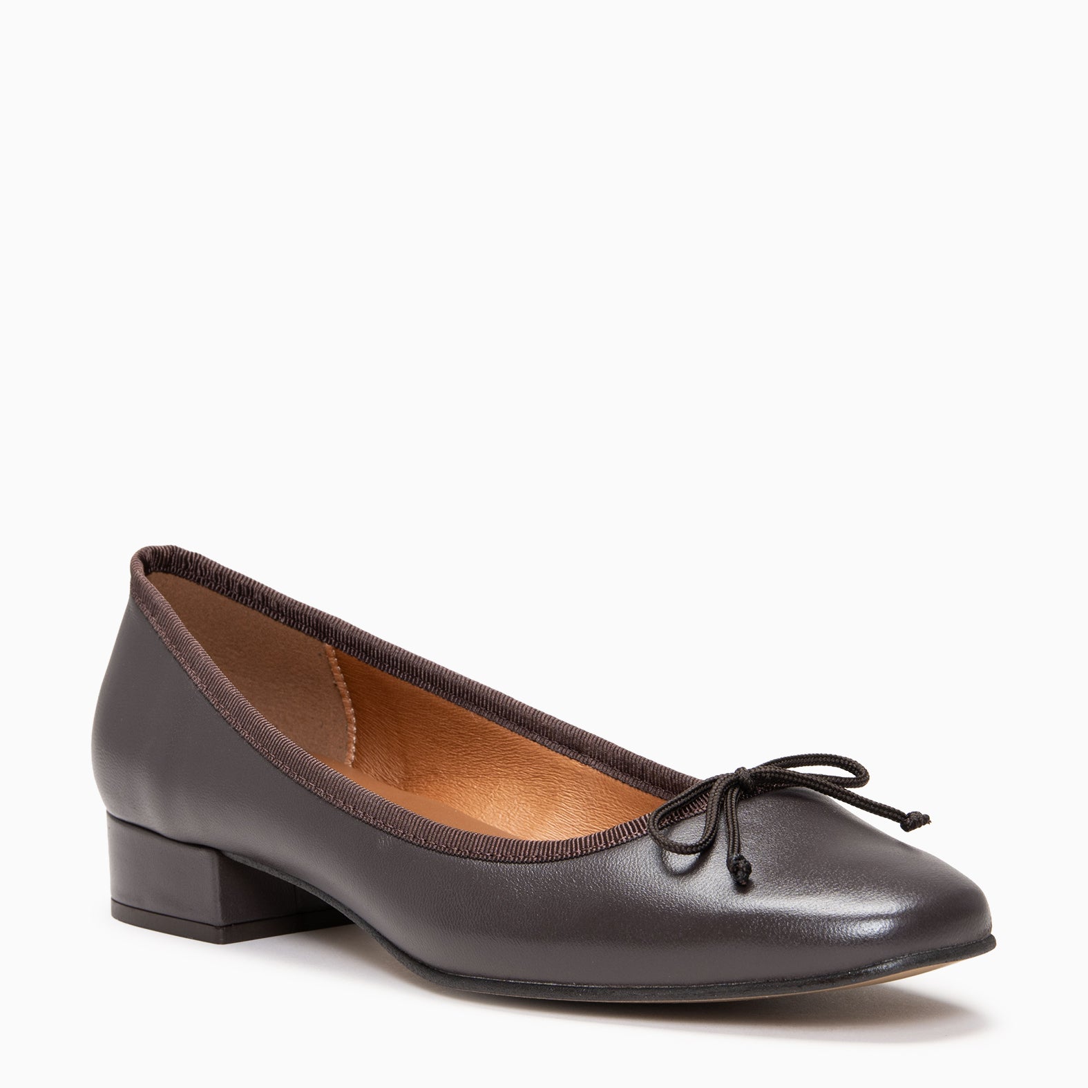 ALEXA - Ballerines à petit talon en cuir MARRON
