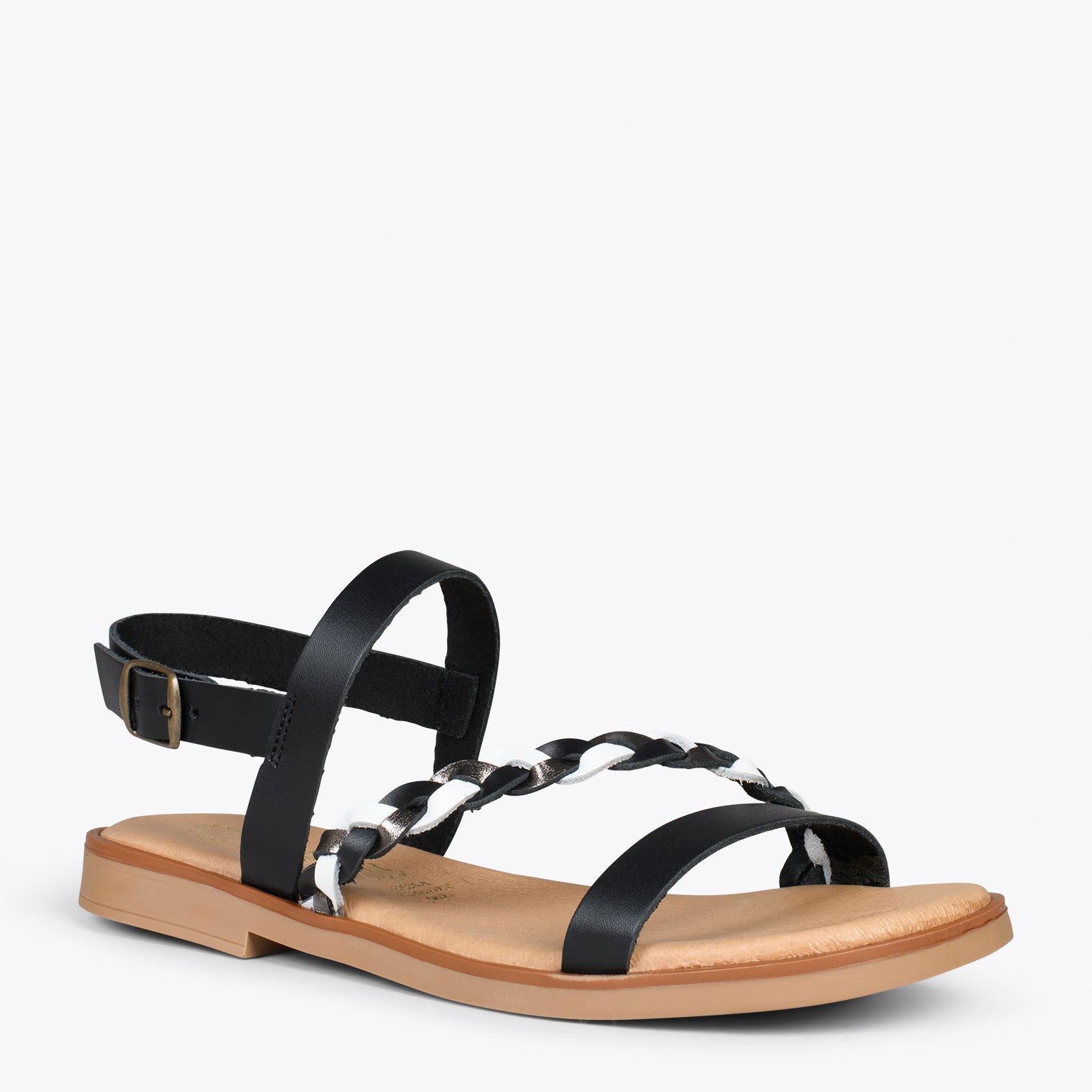 ÁSTER - Sandalias planas NEGRAS con hebilla