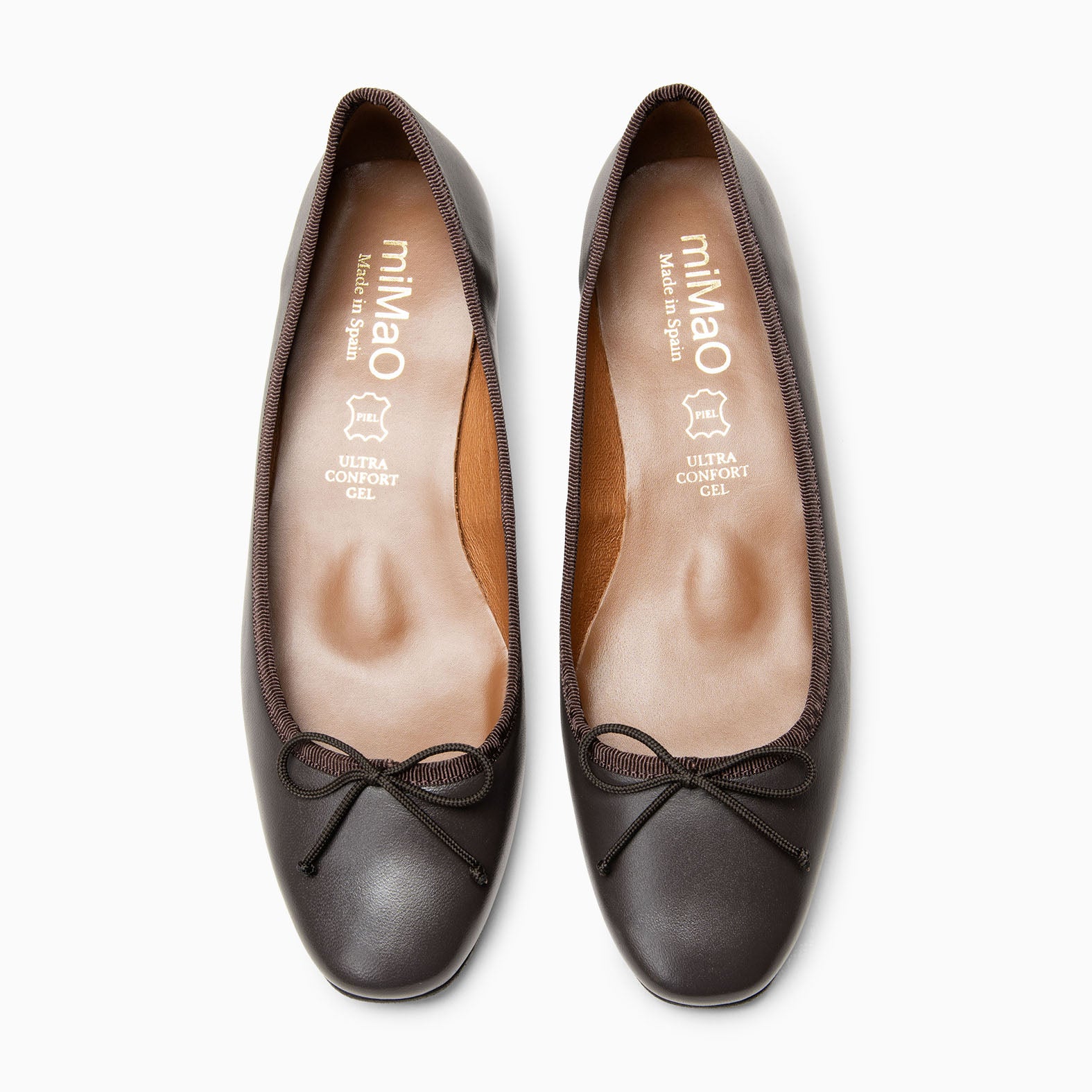 ALEXA - Ballerines à petit talon en cuir MARRON