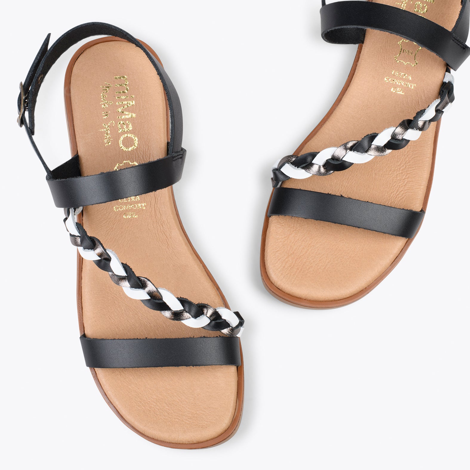 ÁSTER - Sandalias planas NEGRAS con hebilla