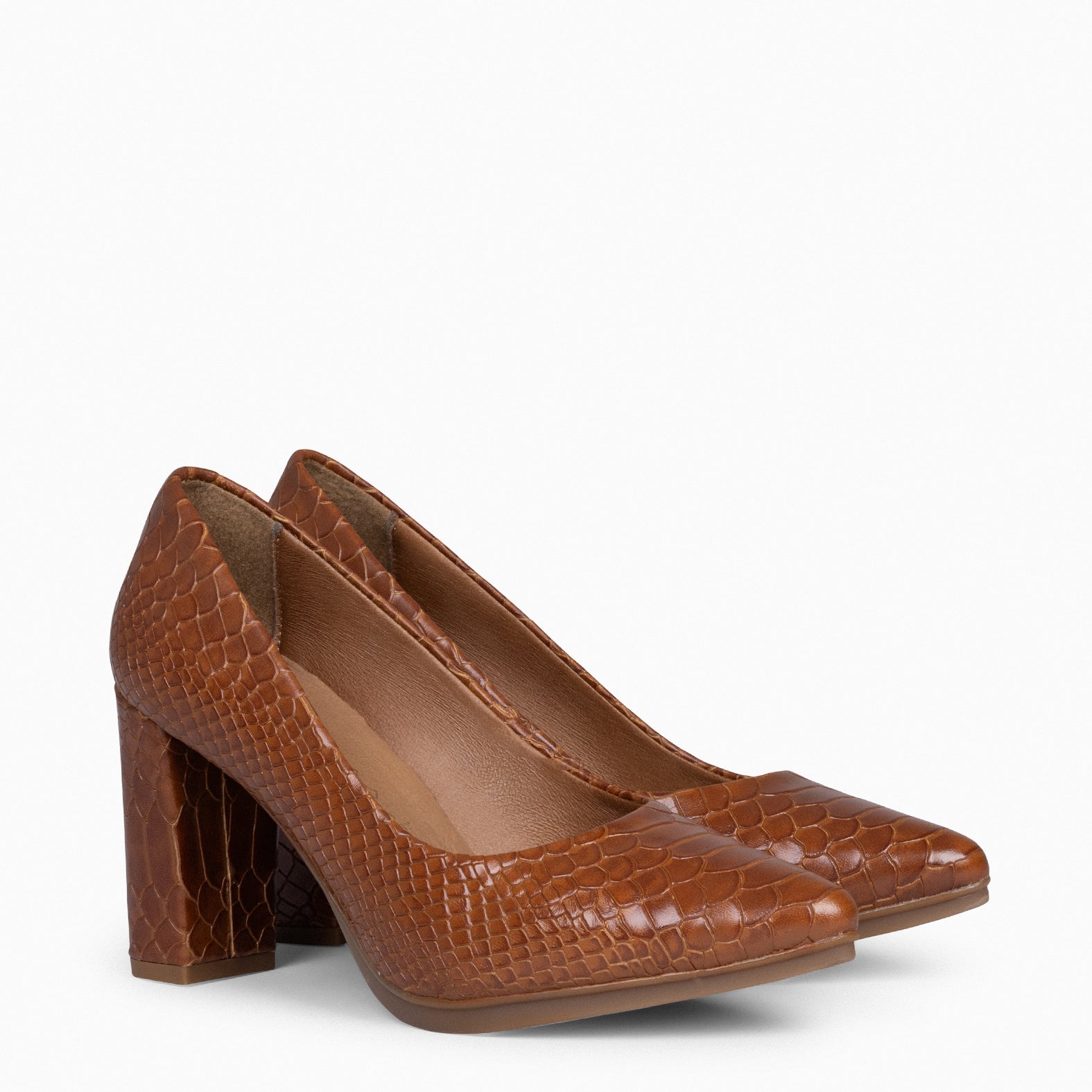 URBAN SAUVAGE - Zapatos de salón con textura de serpiente CAMEL - miMaO ®