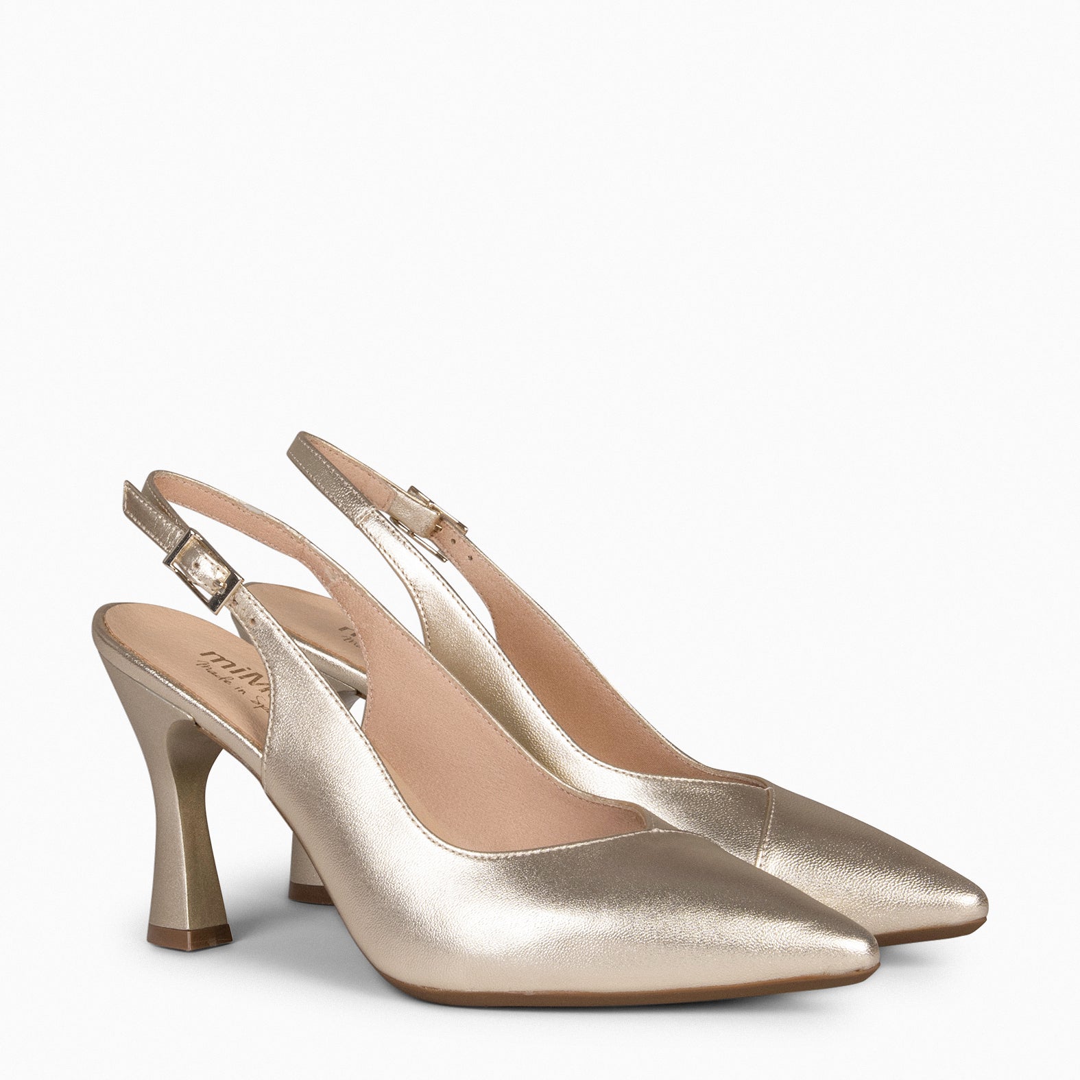 GLAM DESTALONADO – Zapatos de tacón destalonados de napa PLATINO - miMaO ®