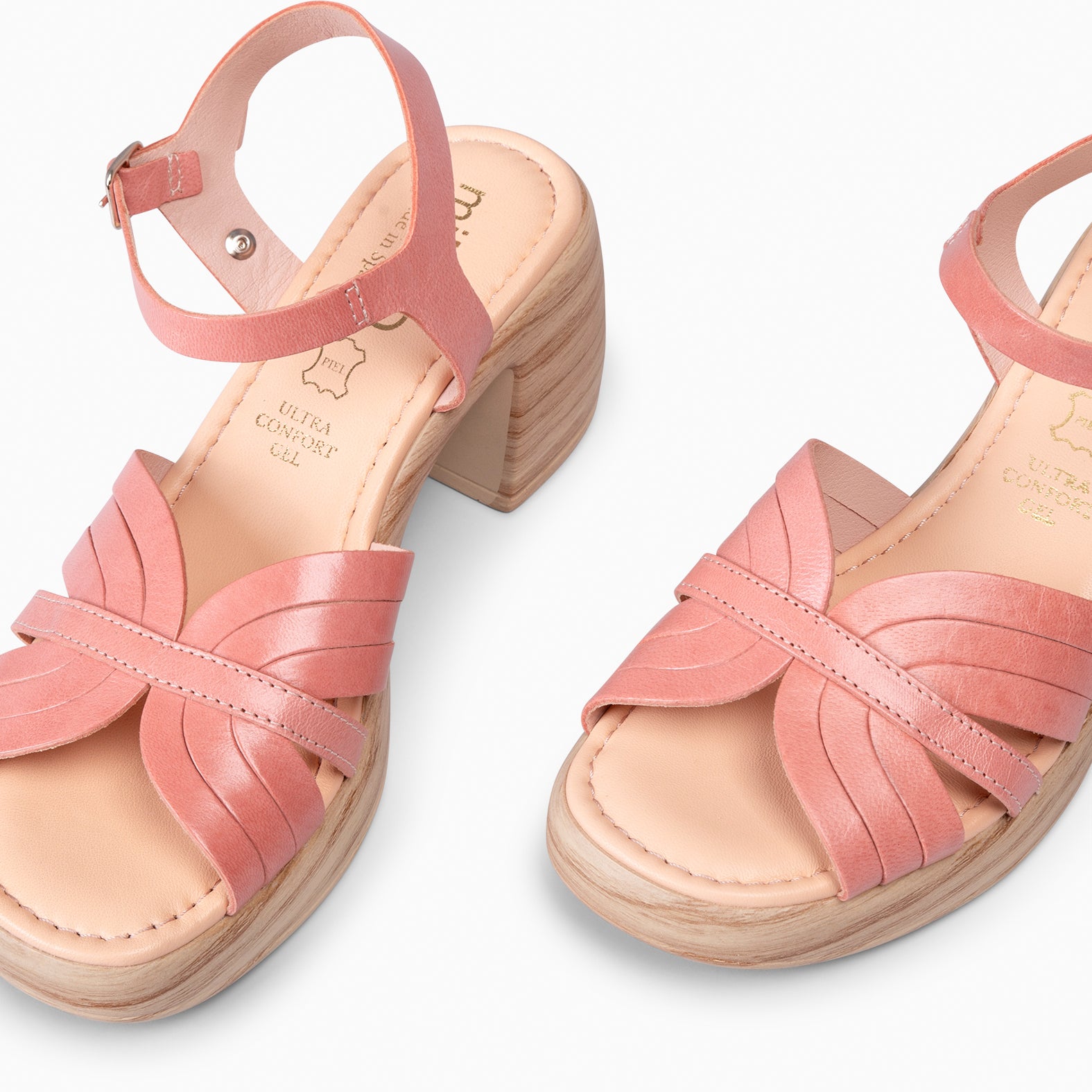 LANCY - SANDALIAS CASUAL DE TACÓN ROSA PALO