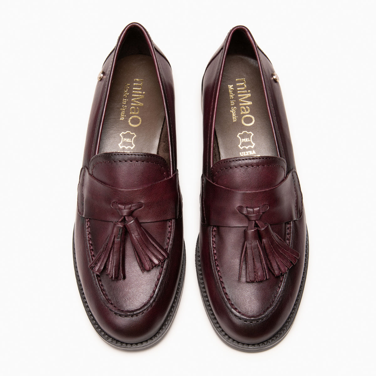 NARA - BURGUNDY leather loafers with tassels