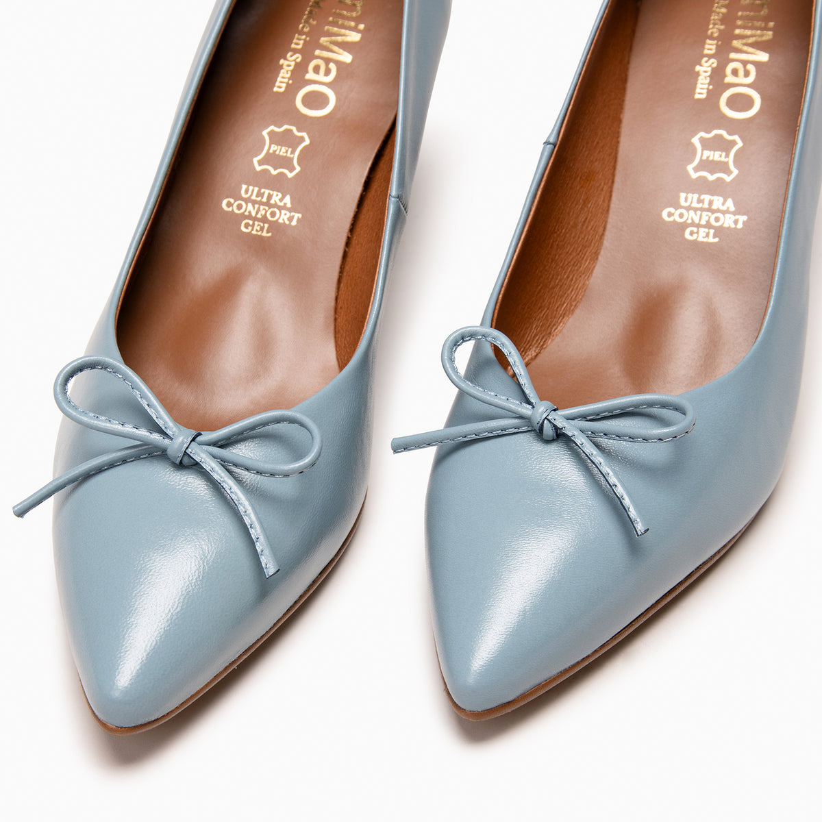 MONI - Zapatos de salón de tacón fino con lazo AZUL