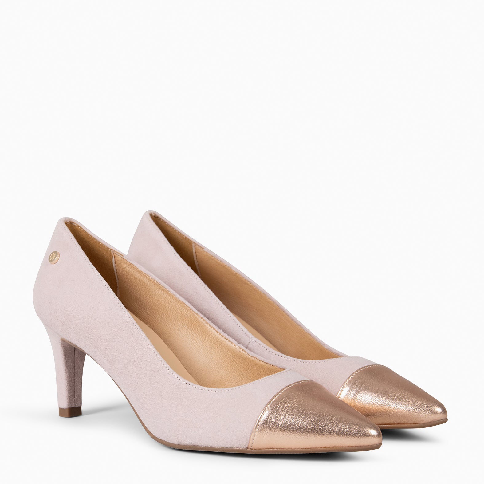 LILLY S - Zapato de tacón con puntera bicolor NUDE ORO